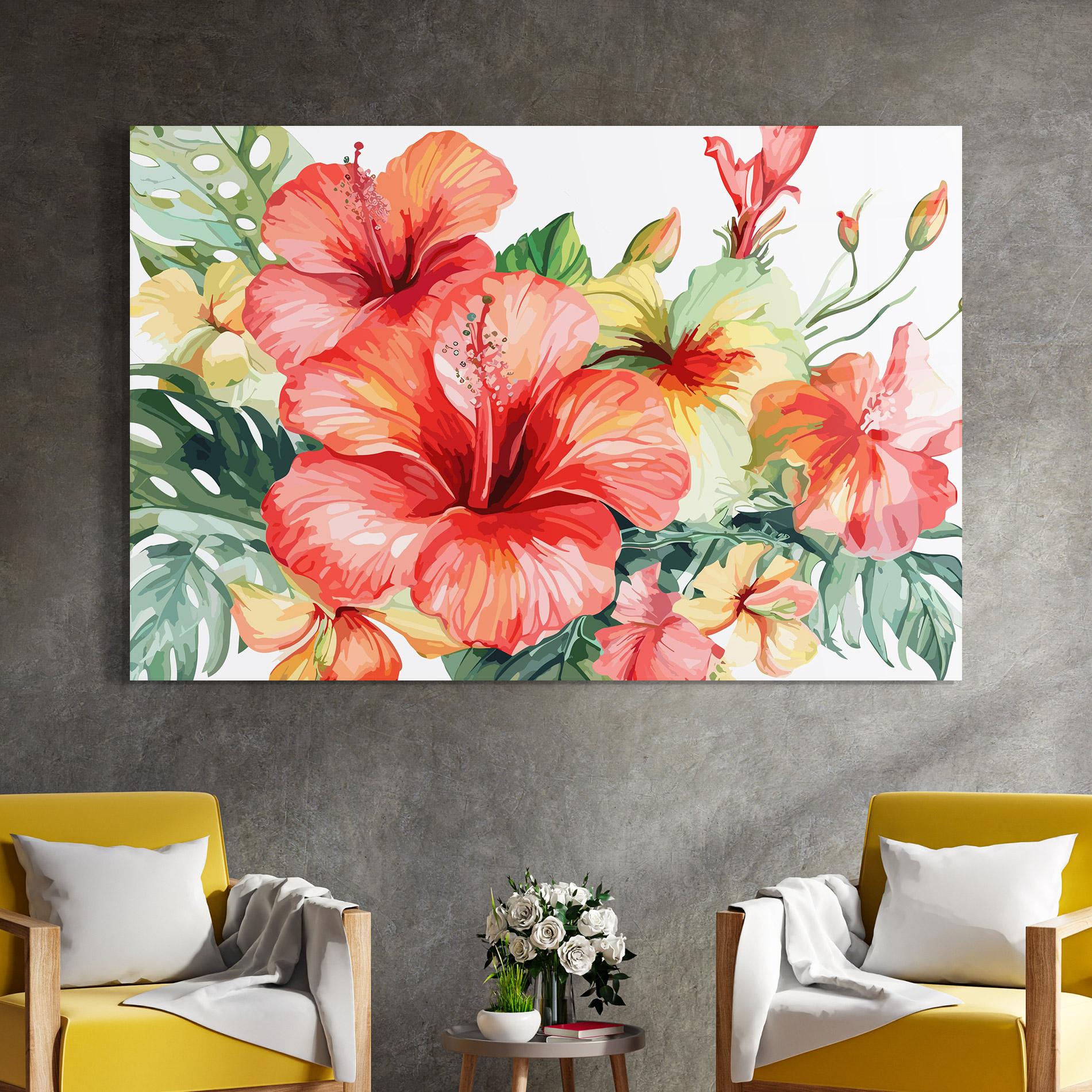 Tablou Sticla Exotic Red Flower mockup 4