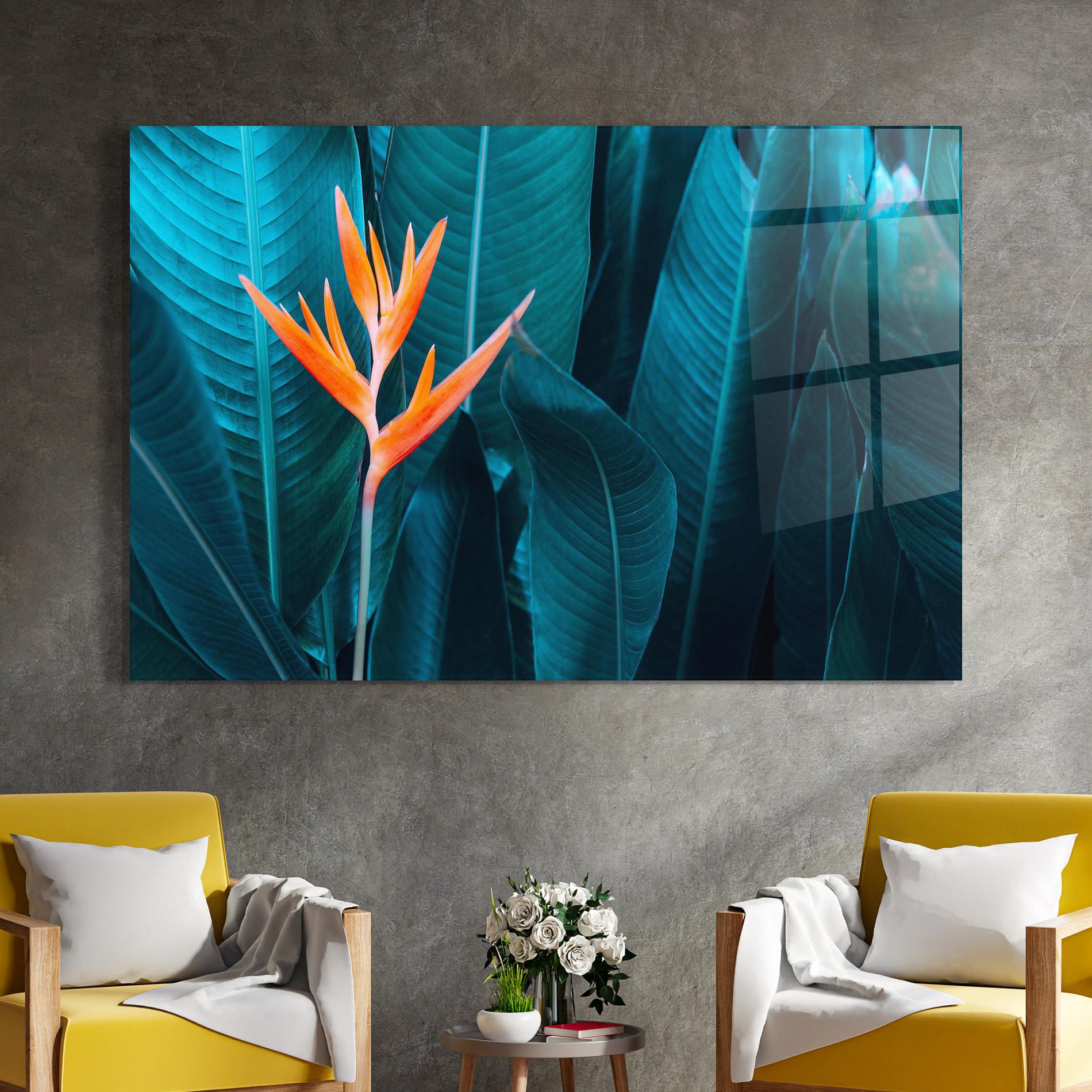 Tablou Sticla Orange Green Exotic mockup 4