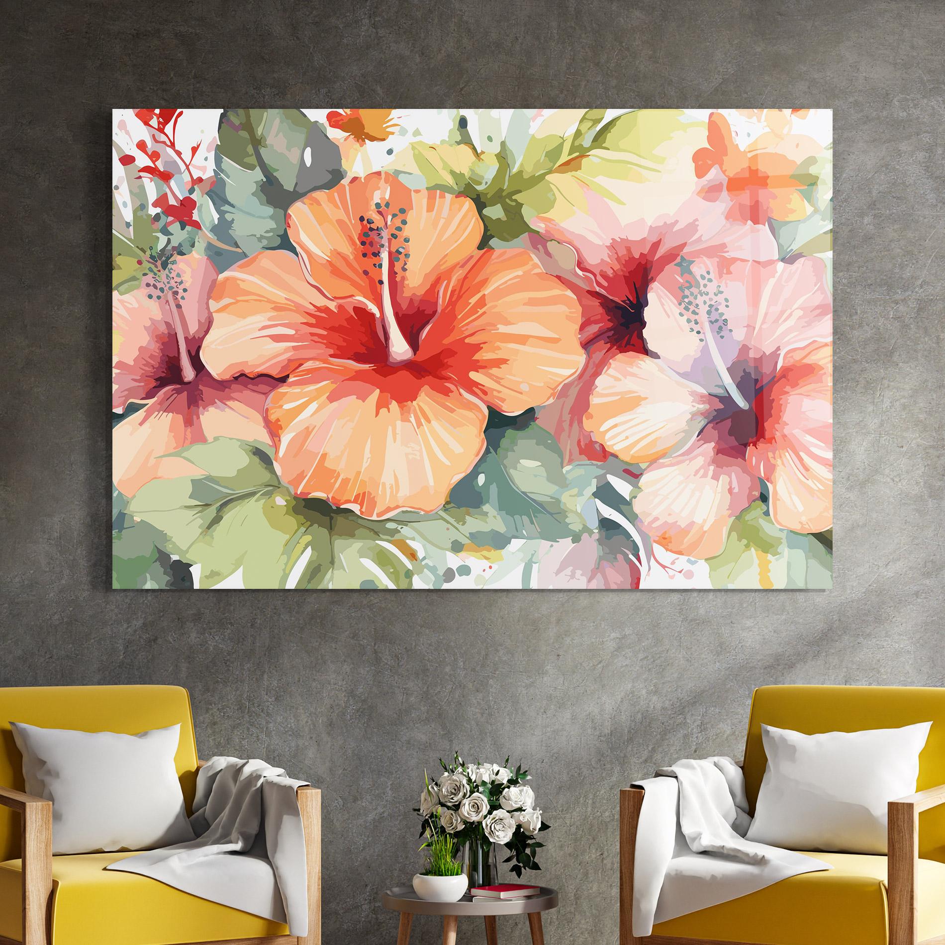 Tablou Sticla Pastel Exotic Flower mockup 4