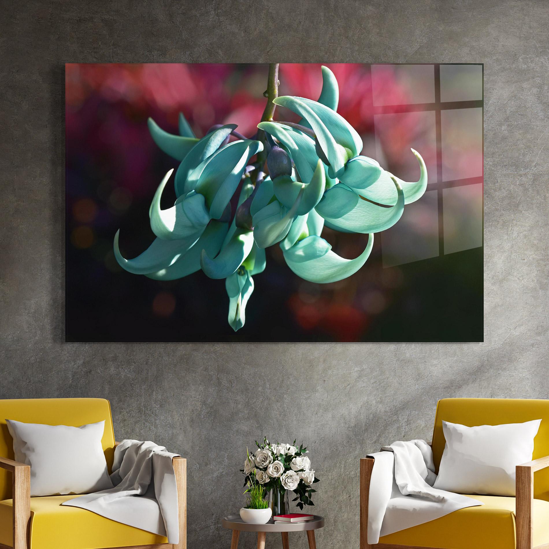 Tablou Sticla Pastel Green Plant mockup 4