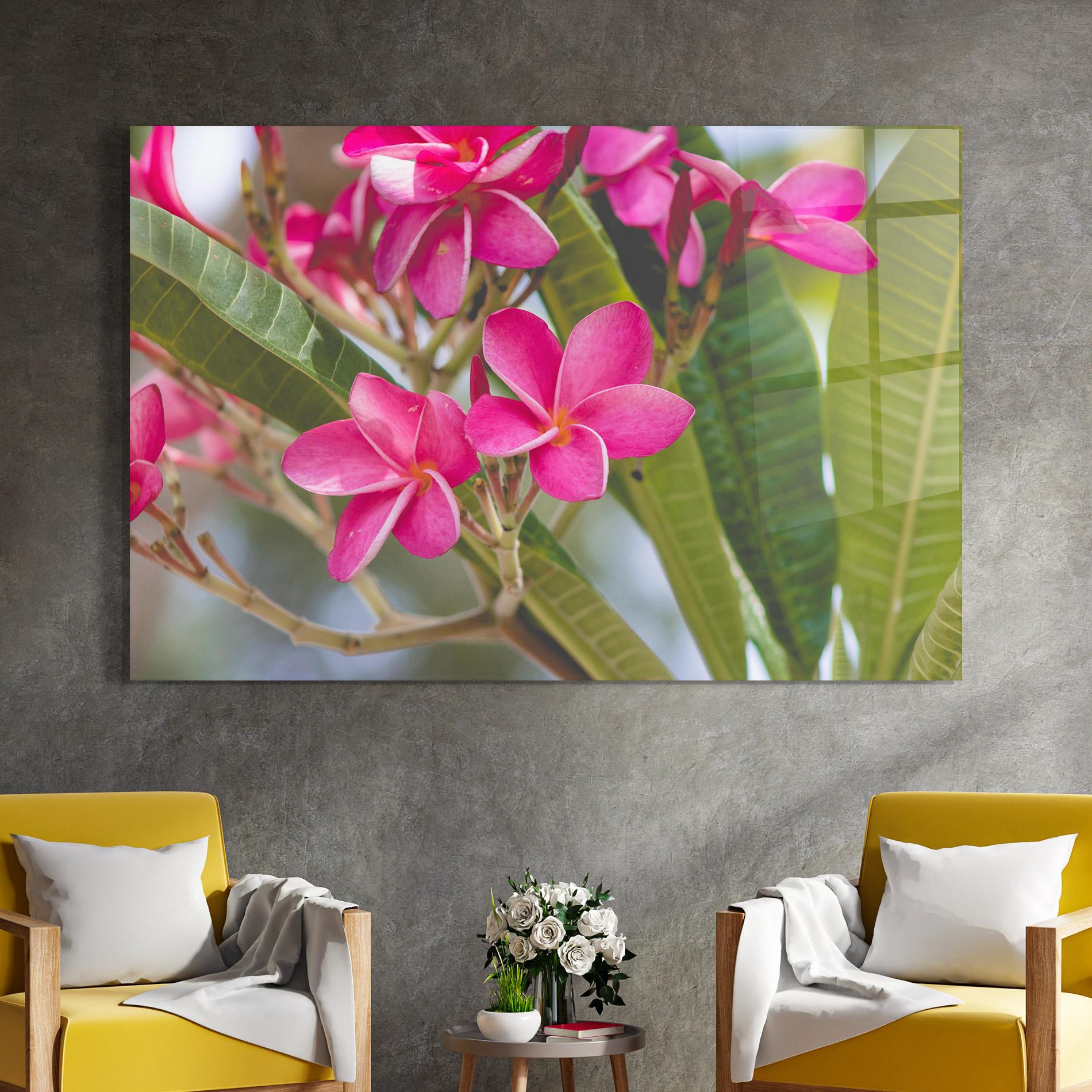 Tablou Sticla Pink Exotic Flowers mockup 4