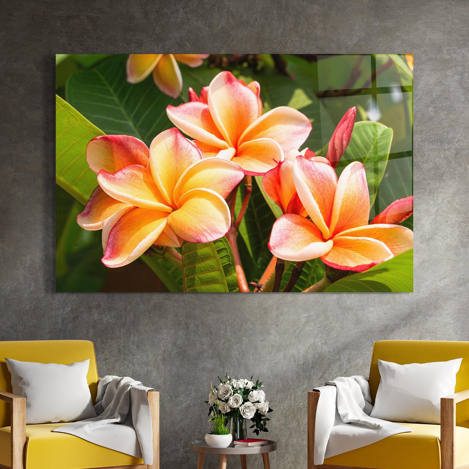 Tablou Sticla Pretty Plumeria mockup 4