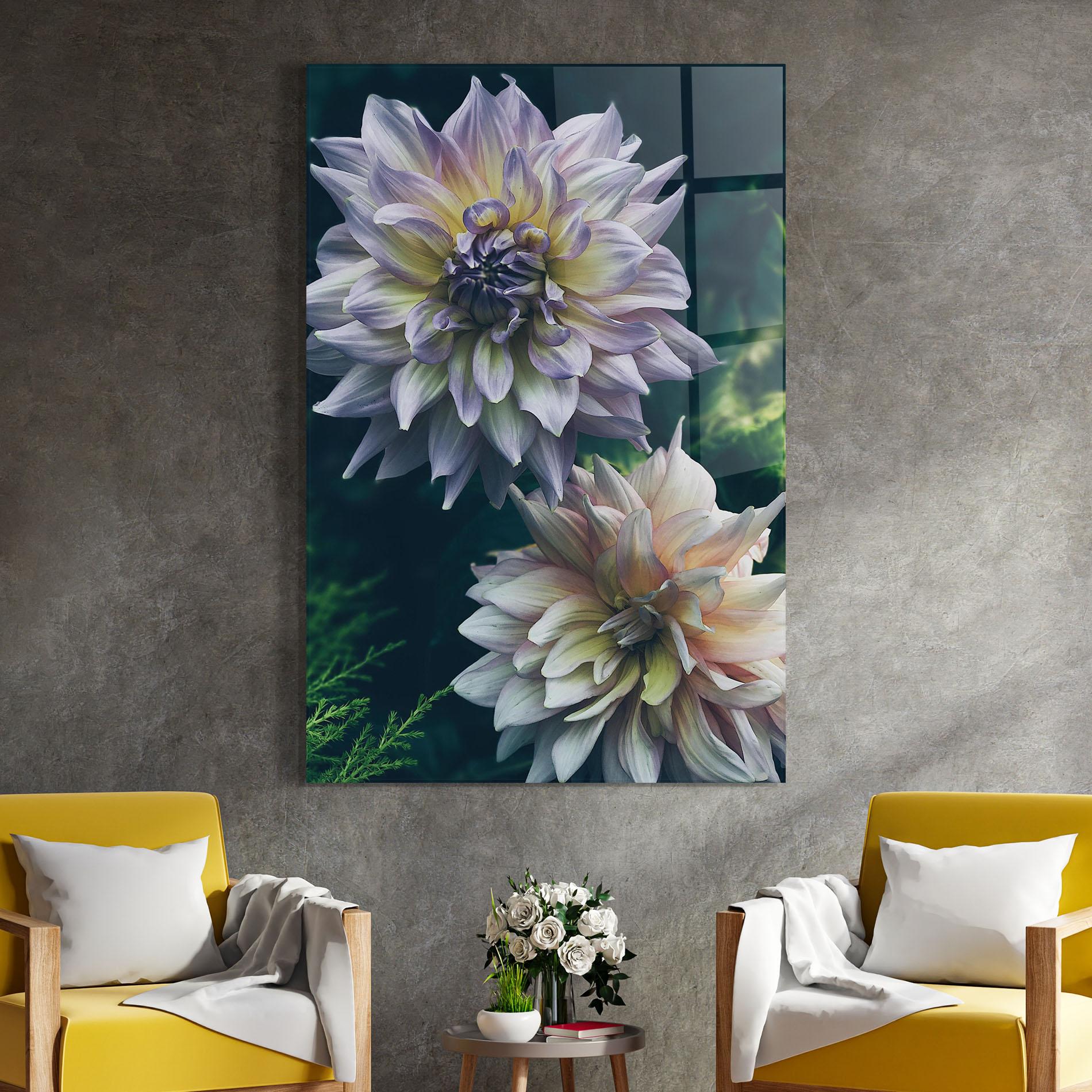 Tablou Sticla Dahlia Flowers mockup 4