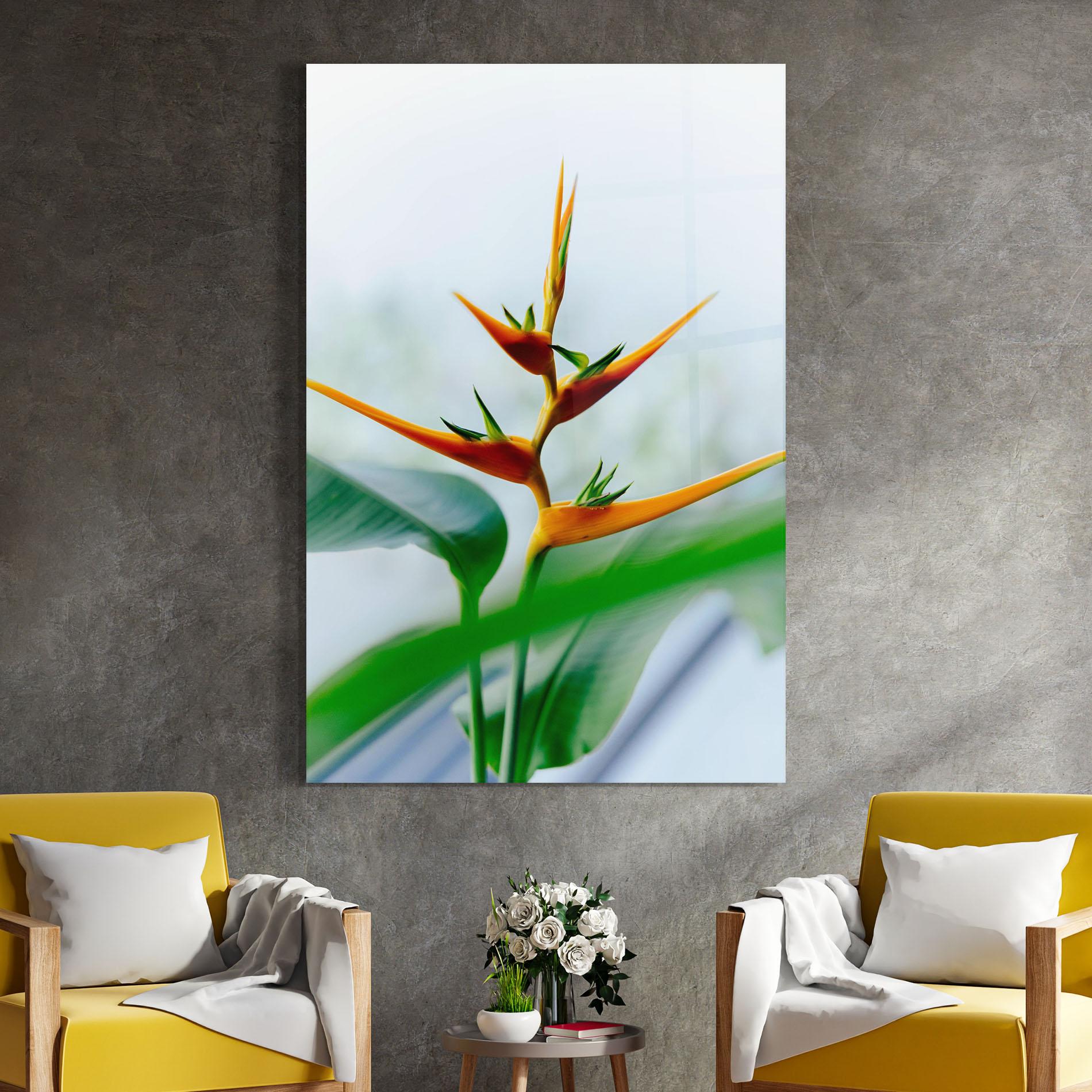 Tablou Sticla Exotic Orange Green mockup 4