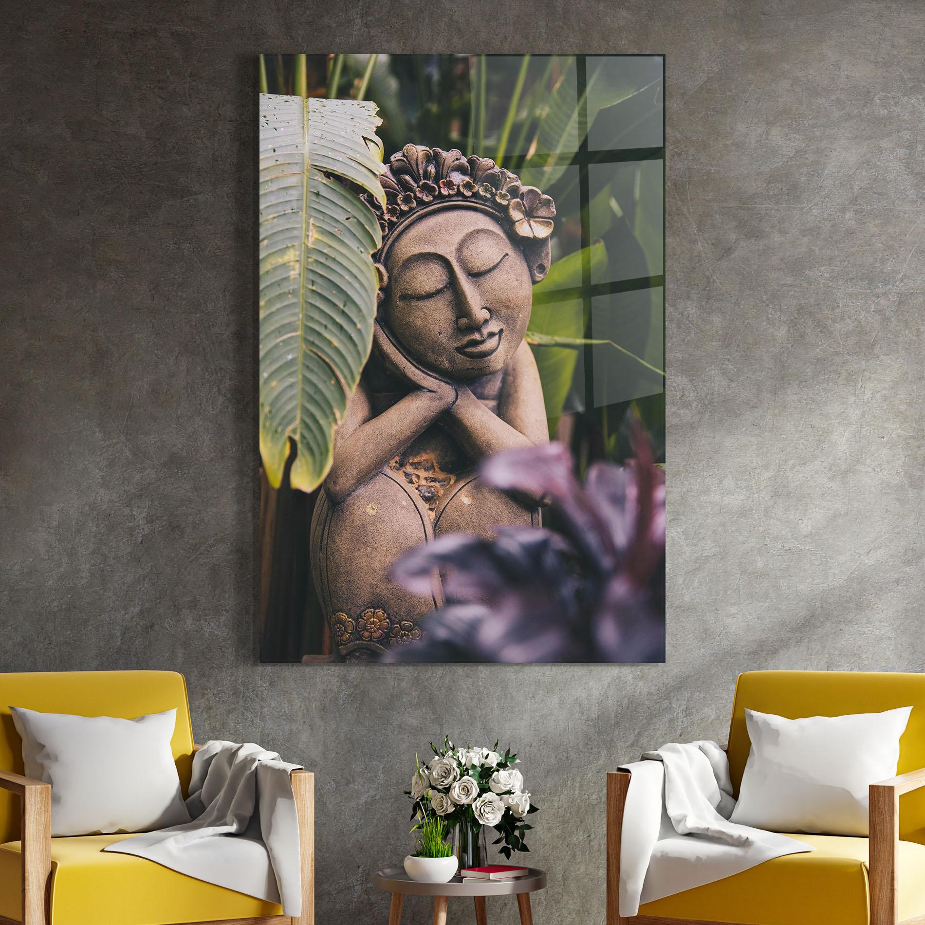 Tablou Sticla Exotic Statue mockup 4