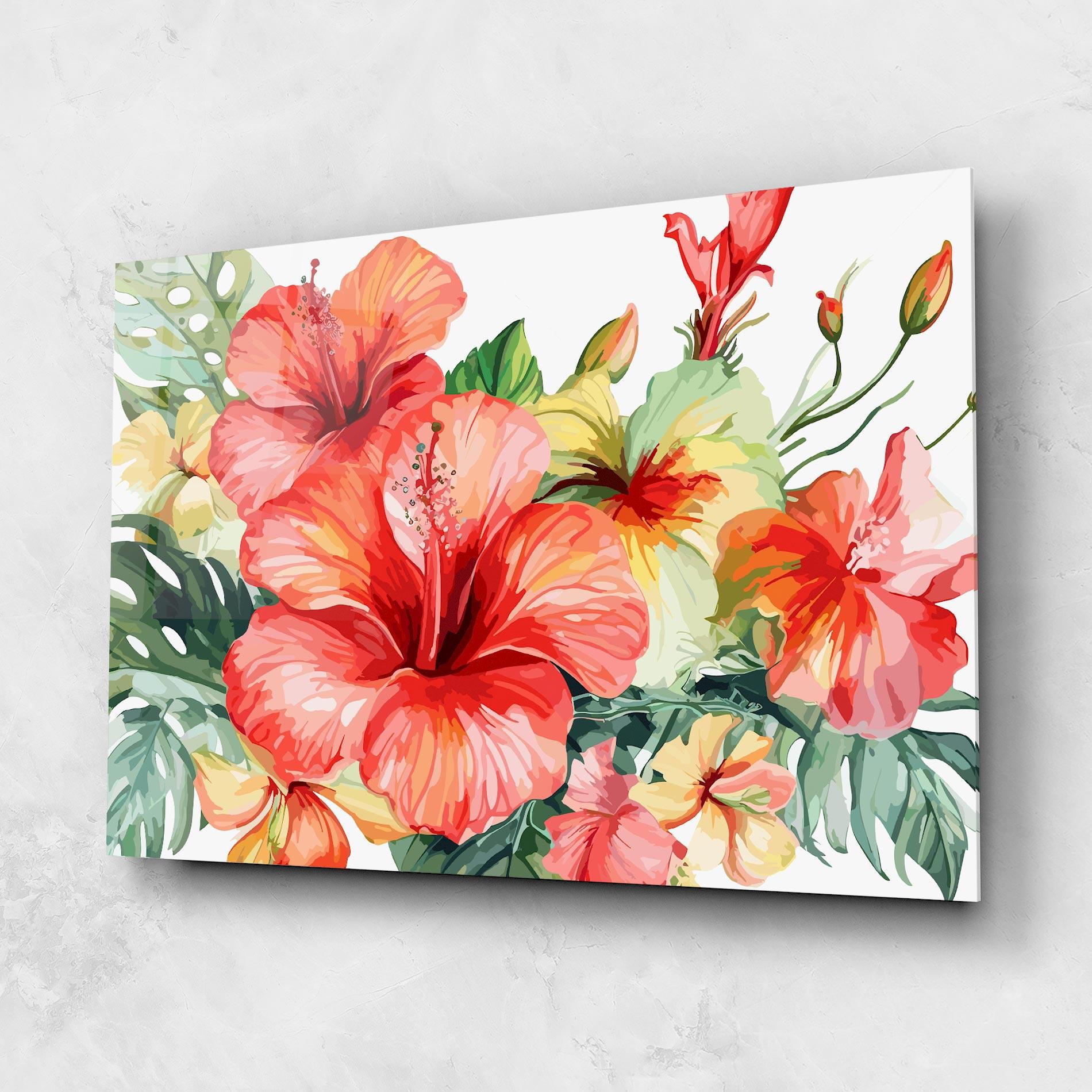 Tablou Sticla Exotic Red Flower mockup 1
