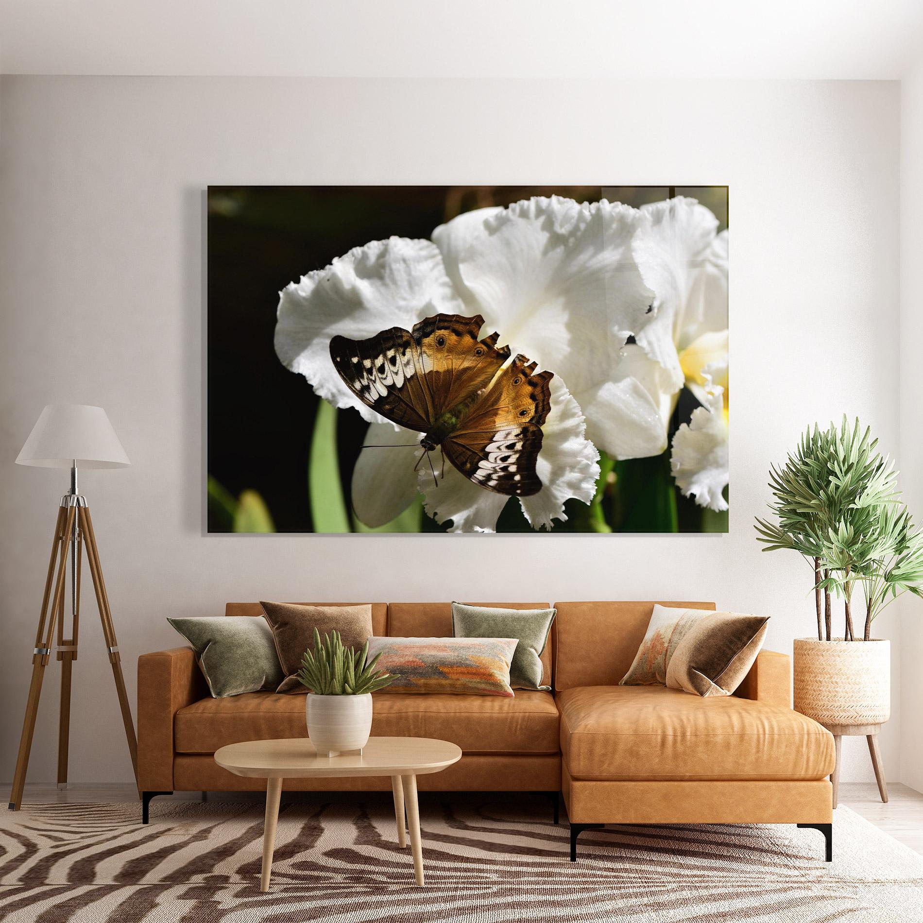 Tablou Sticla Butterfly Exotic Plant mockup 7