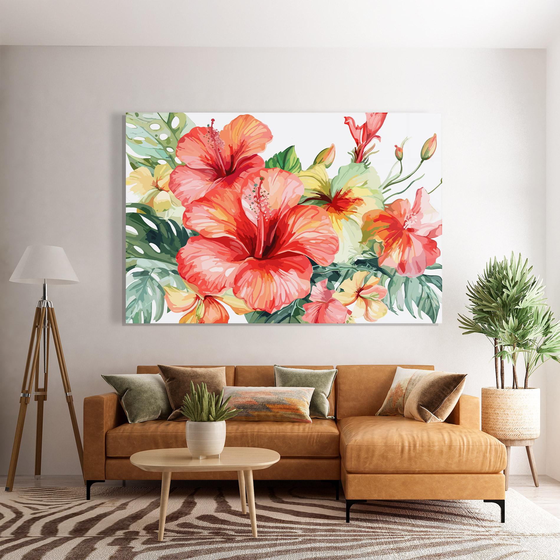 Tablou Sticla Exotic Red Flower mockup 7