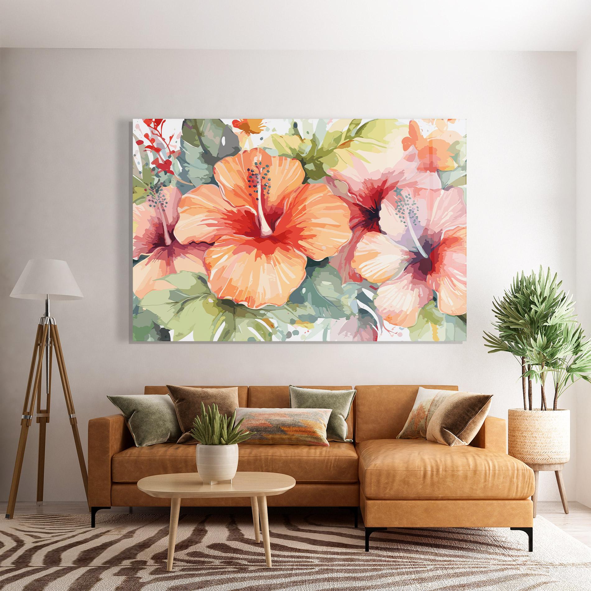 Tablou Sticla Pastel Exotic Flower mockup 7