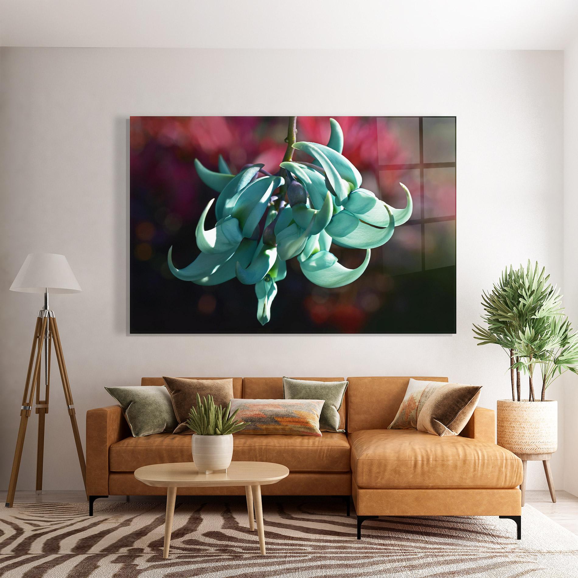 Tablou Sticla Pastel Green Plant mockup 7