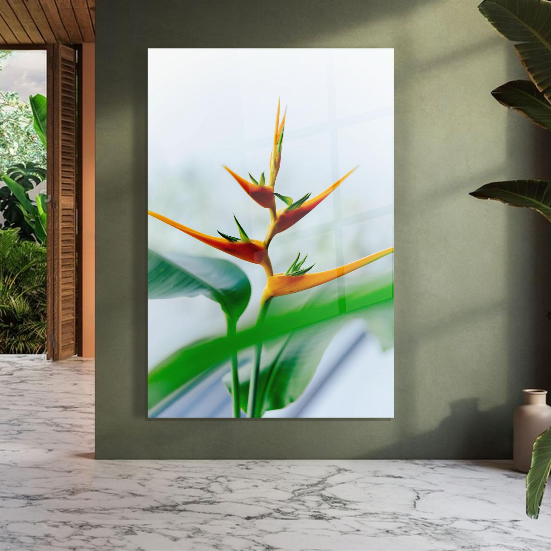 Tablou Sticla Exotic Orange Green mockup 7
