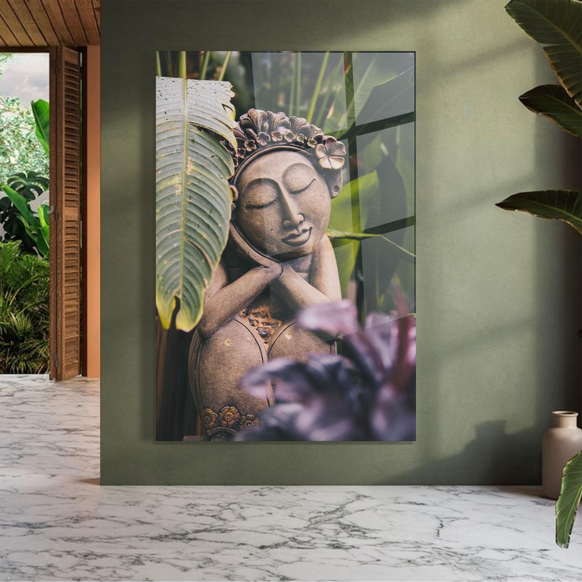Tablou Sticla Exotic Statue mockup 7