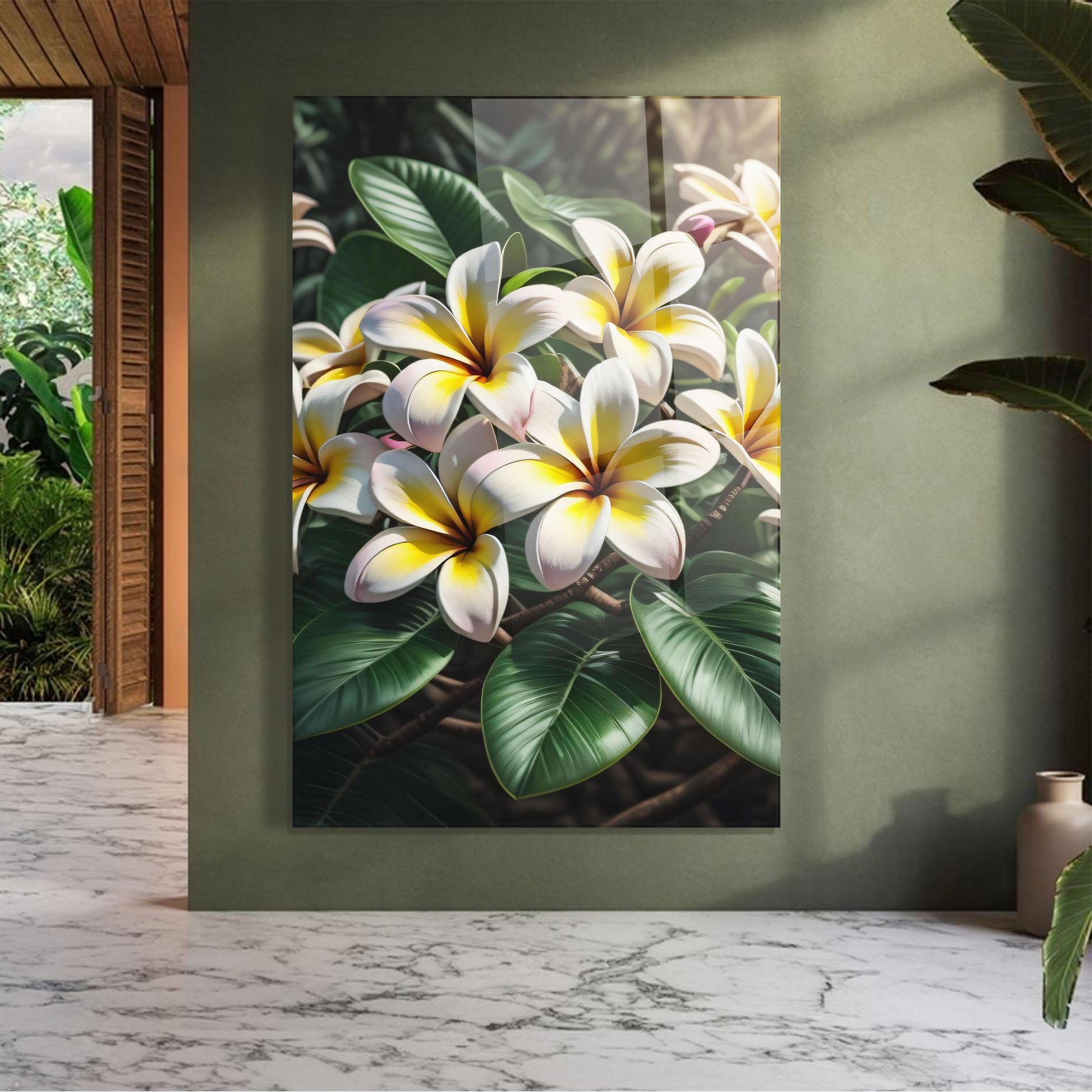 Tablou Sticla Exotic White Yellow mockup 7