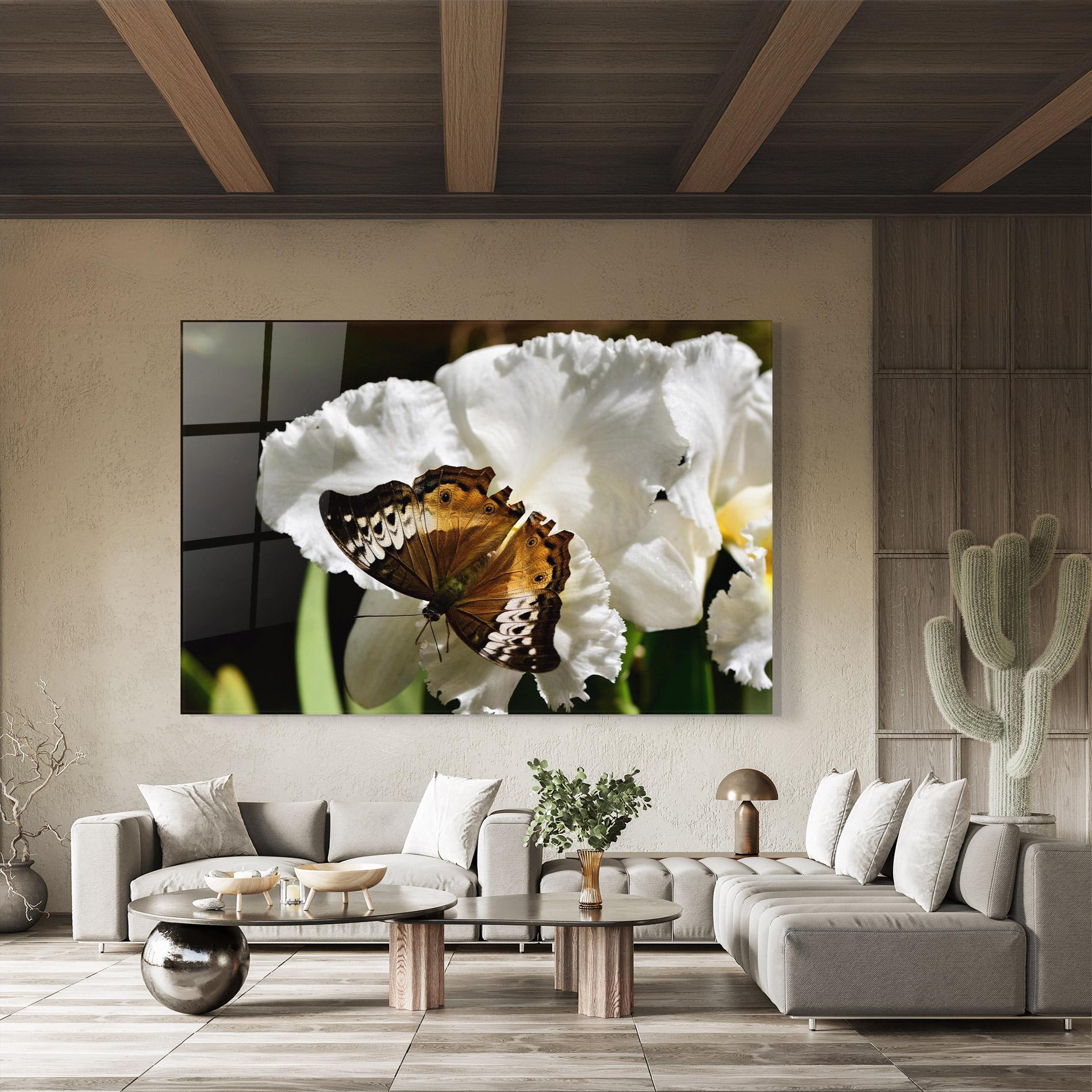 Tablou Sticla Butterfly Exotic Plant mockup 8