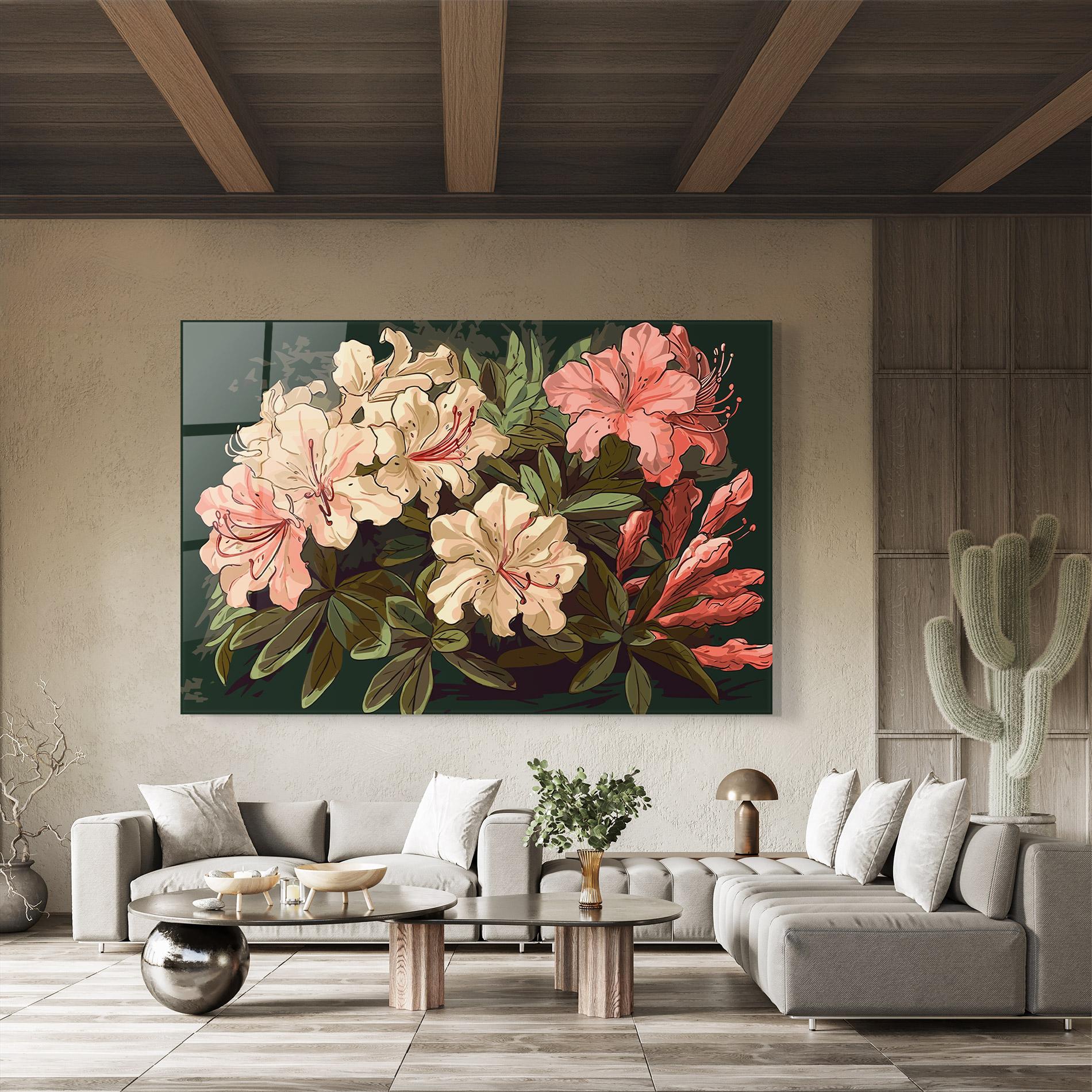 Tablou Sticla Exotic Flowers Art mockup 8