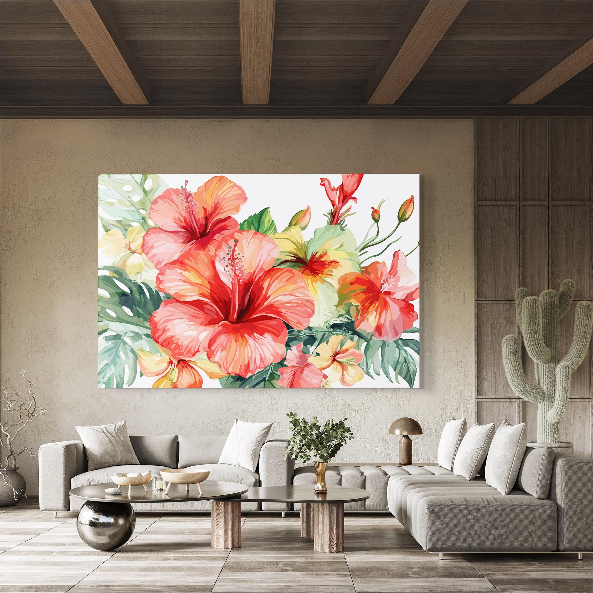 Tablou Sticla Exotic Red Flower mockup 8