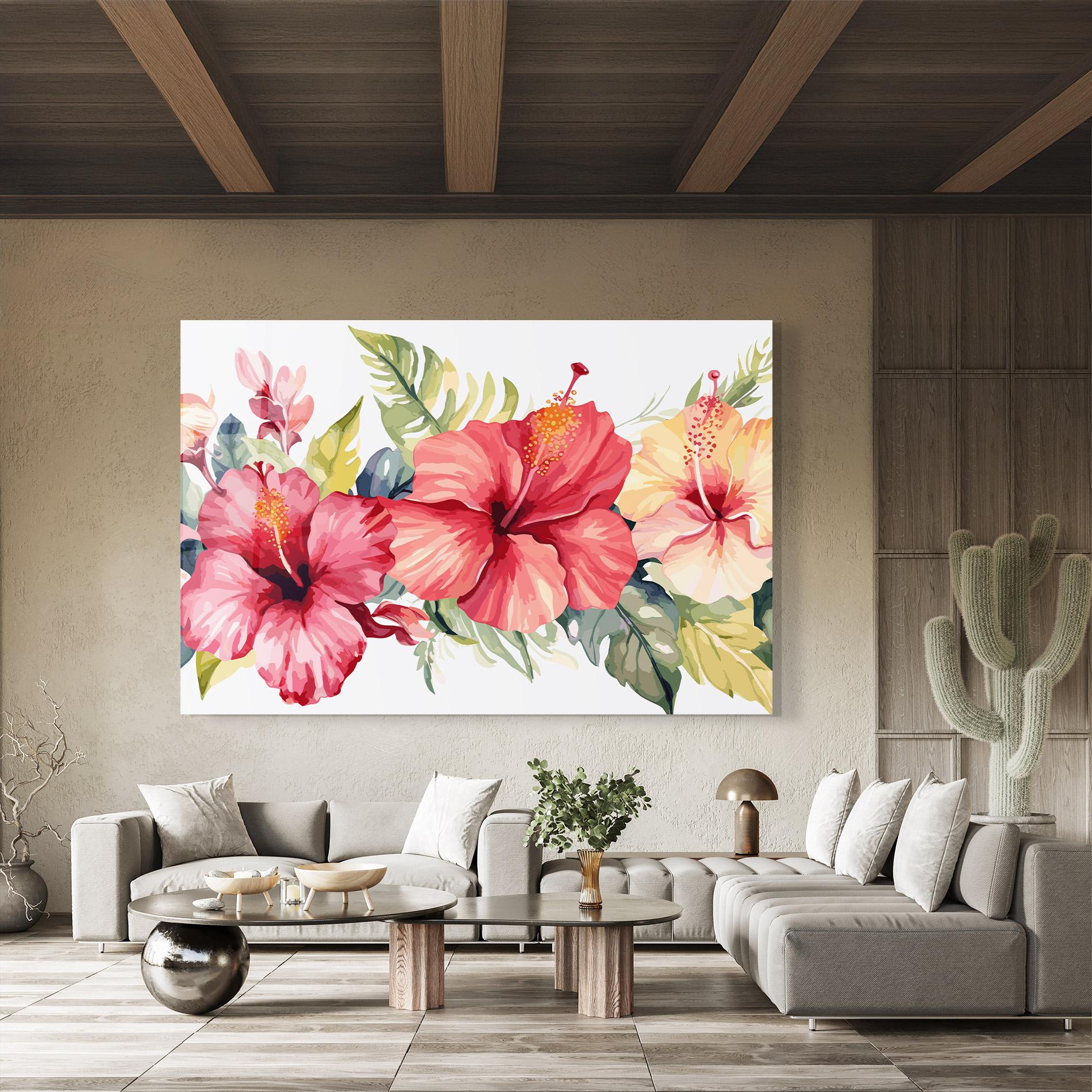 Tablou Sticla Flowers Exotic Art mockup 8