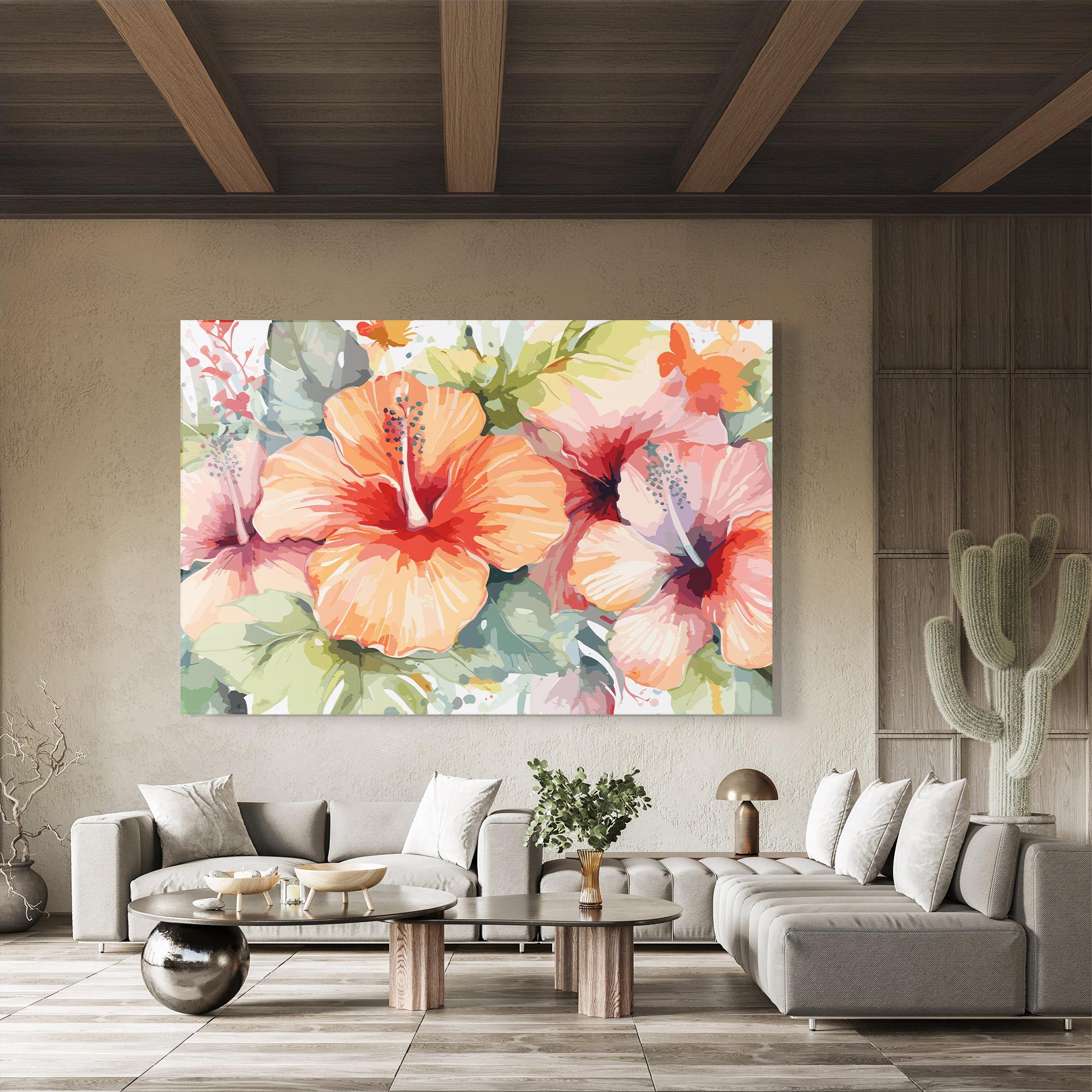 Tablou Sticla Pastel Exotic Flower mockup 8