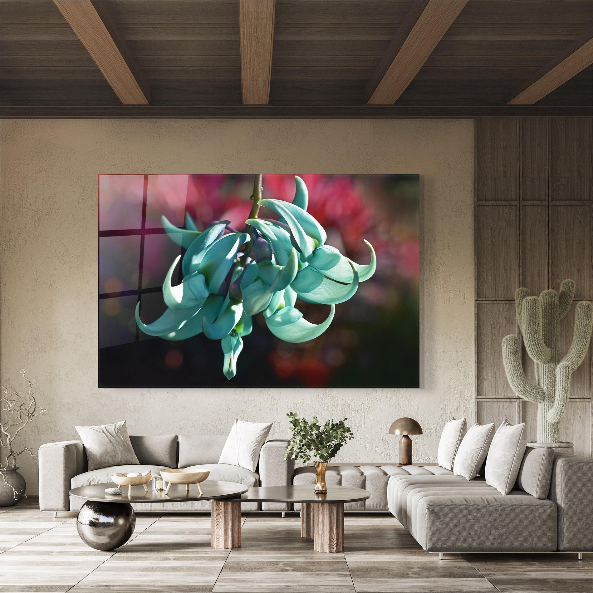 Tablou Sticla Pastel Green Plant mockup 8