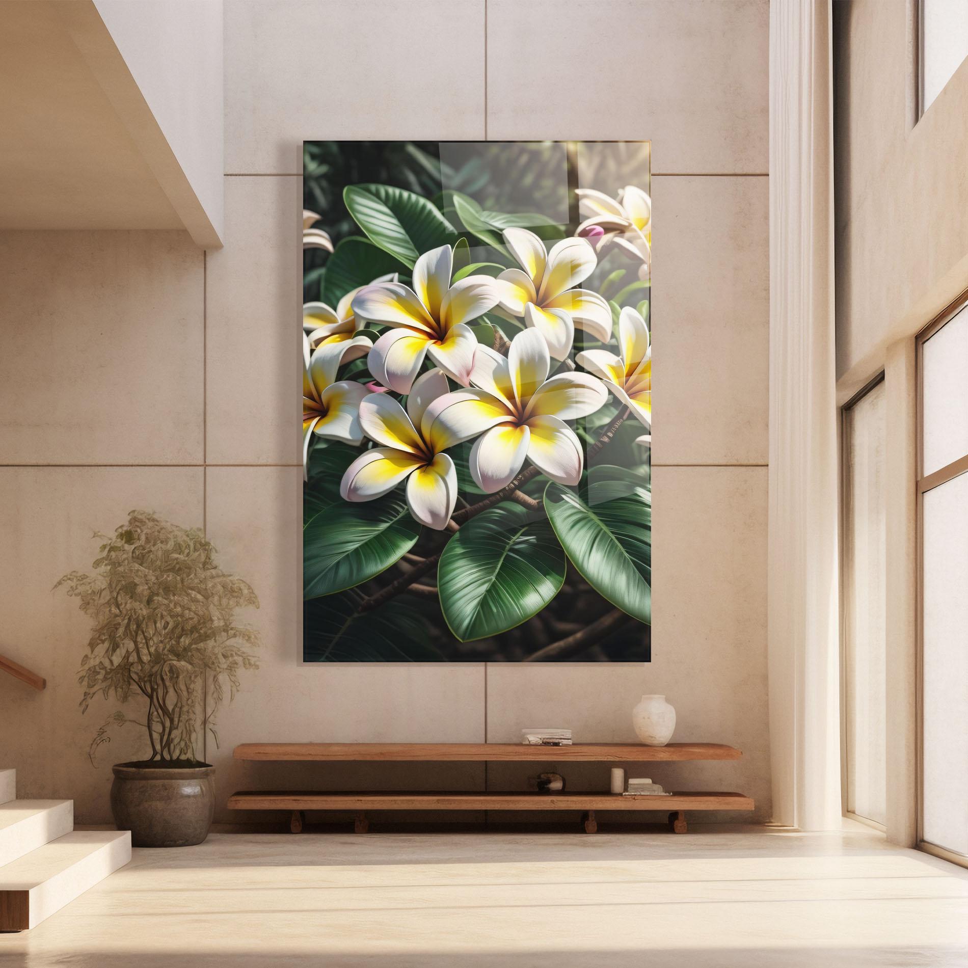 Tablou Sticla Exotic White Yellow mockup 8