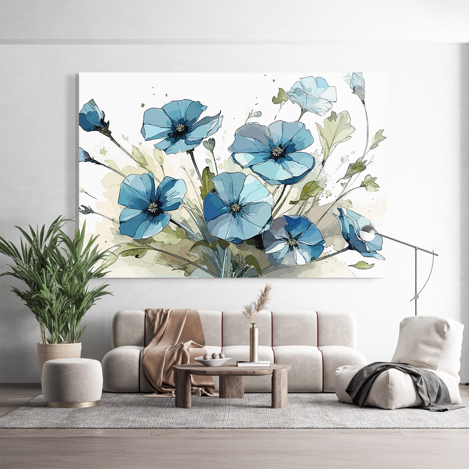 Tablou Sticla Blue Wild Plant mockup 9