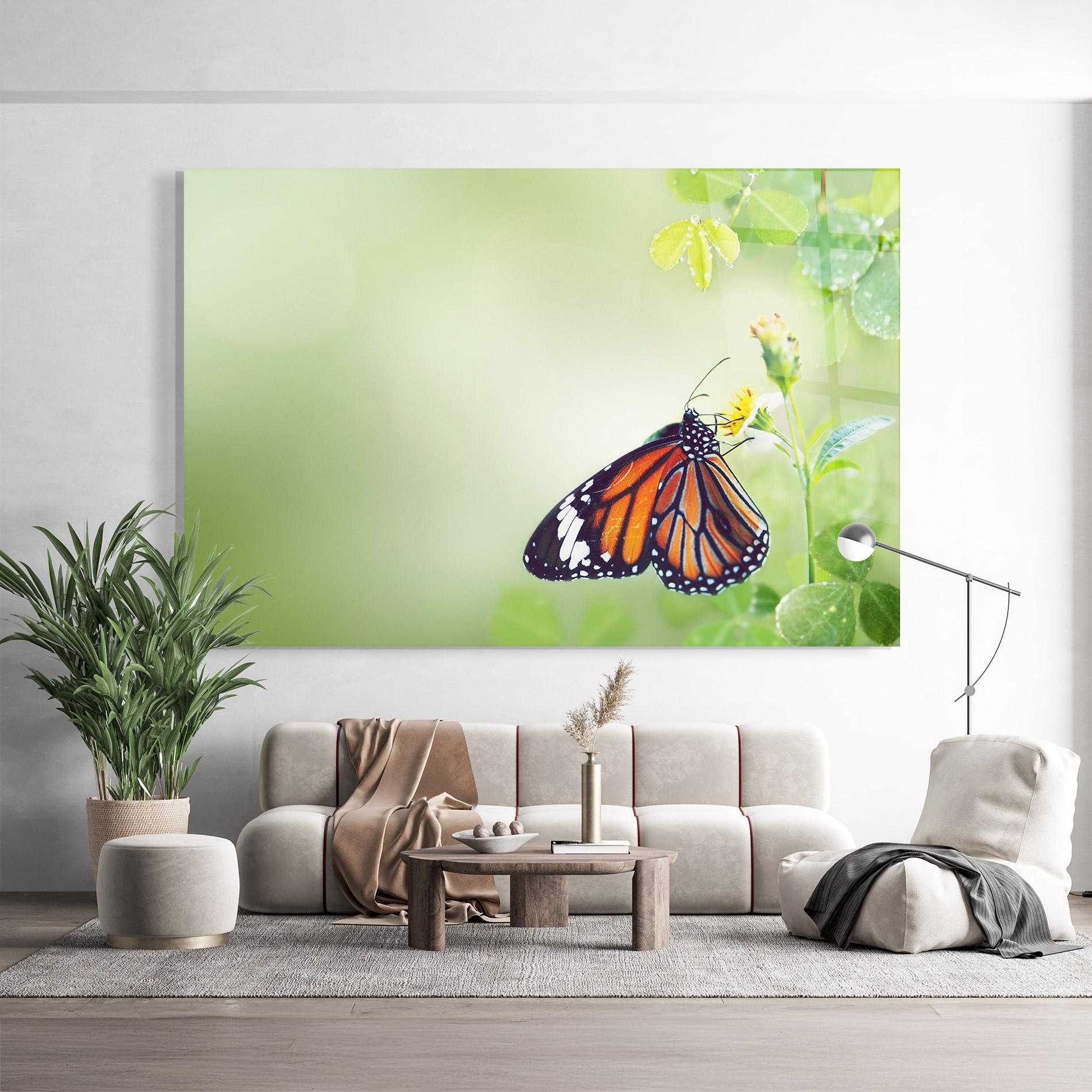 Tablou Sticla Butterfly Wild Plant mockup 9