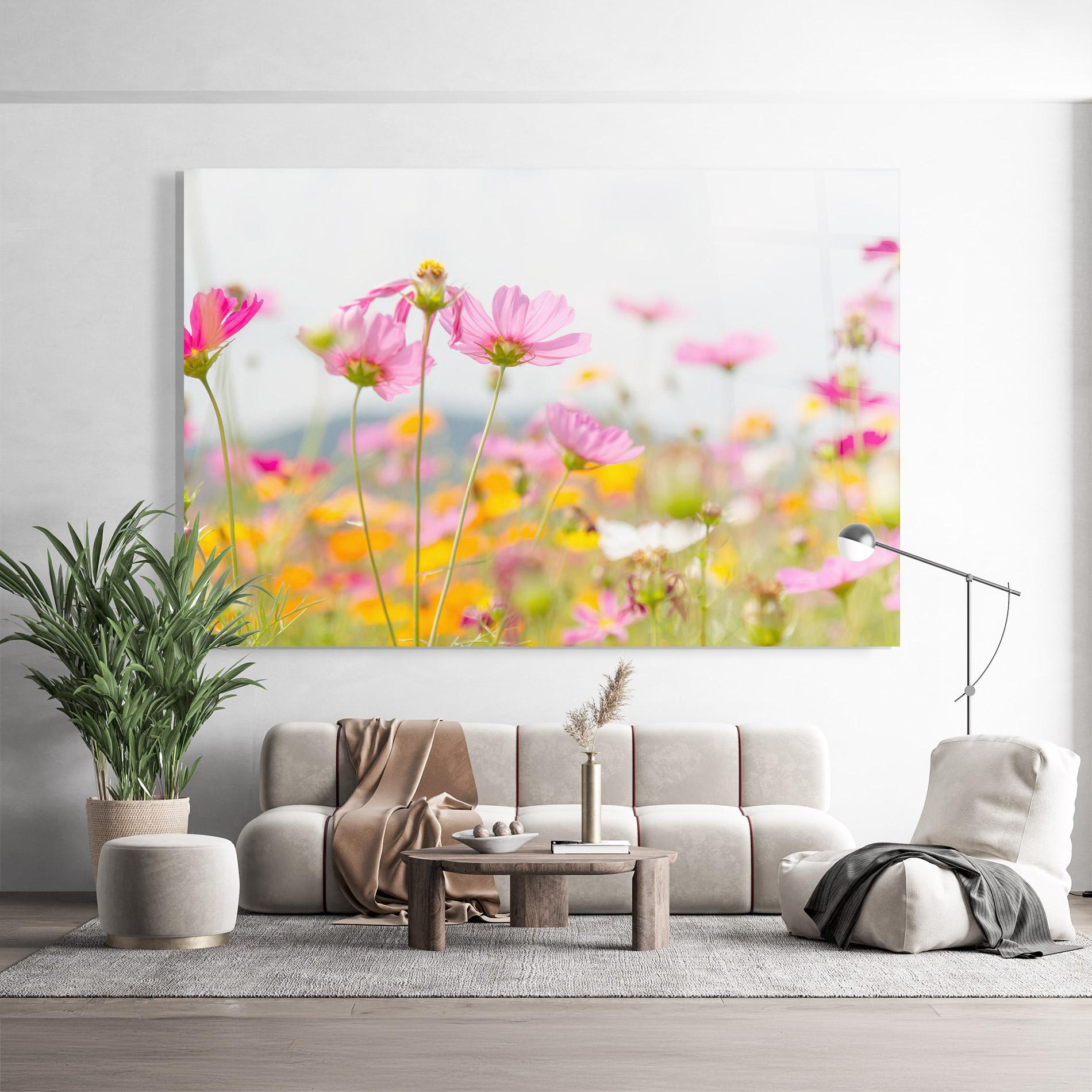 Tablou Sticla Cosmos Beauty Flowers mockup 9