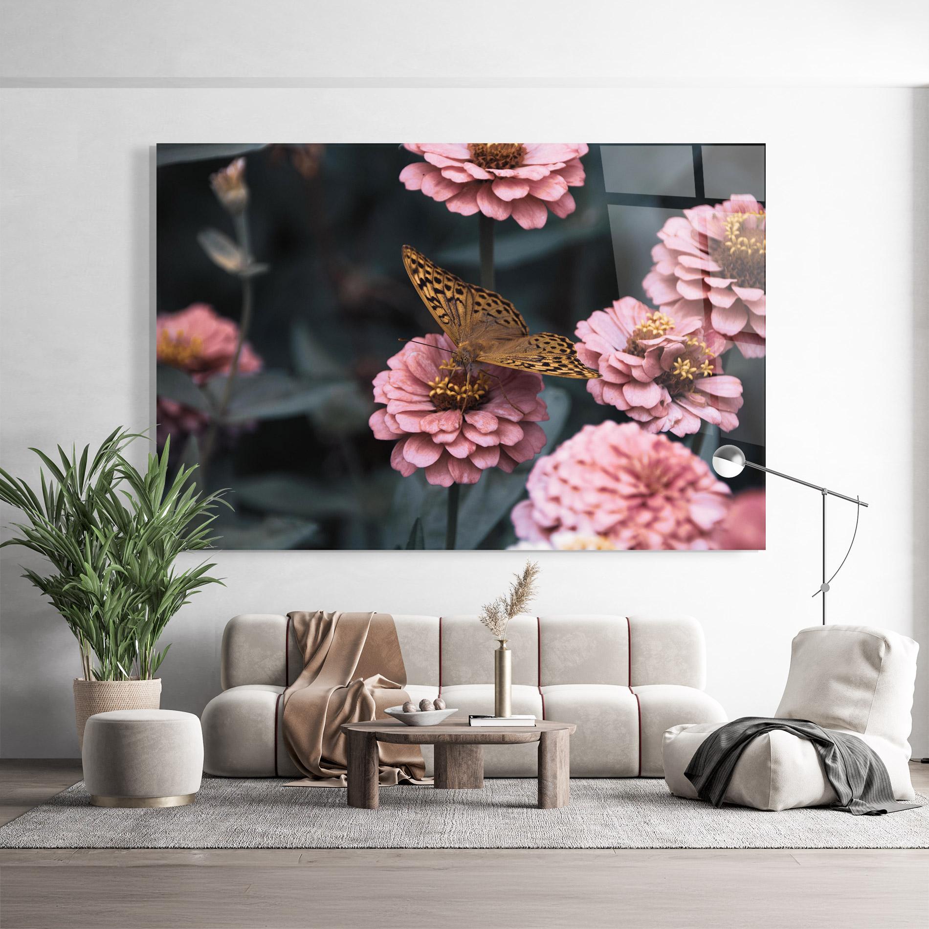 Tablou Sticla Flower Butterfly mockup 9