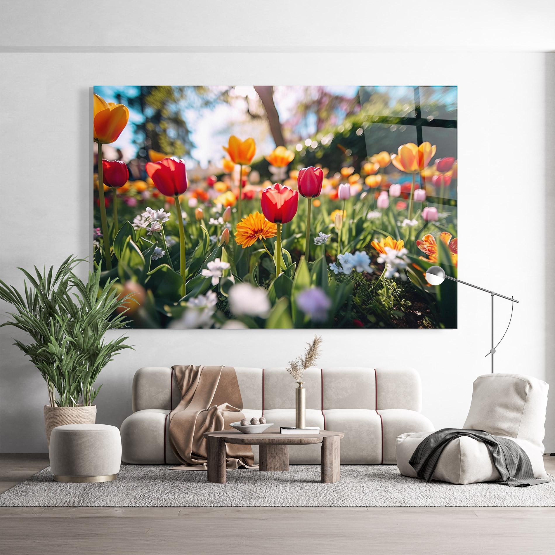 Tablou Sticla Garden Tulips Mix mockup 9
