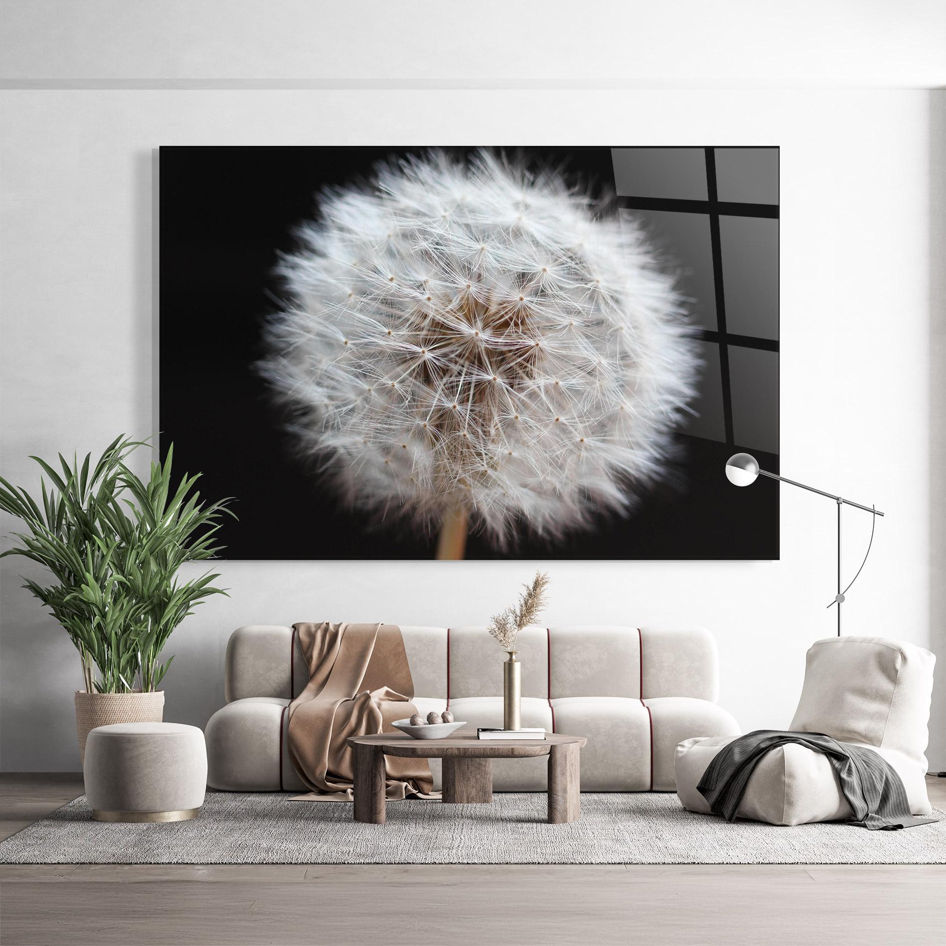 Tablou Sticla Wild Dandelion Closeup mockup 9