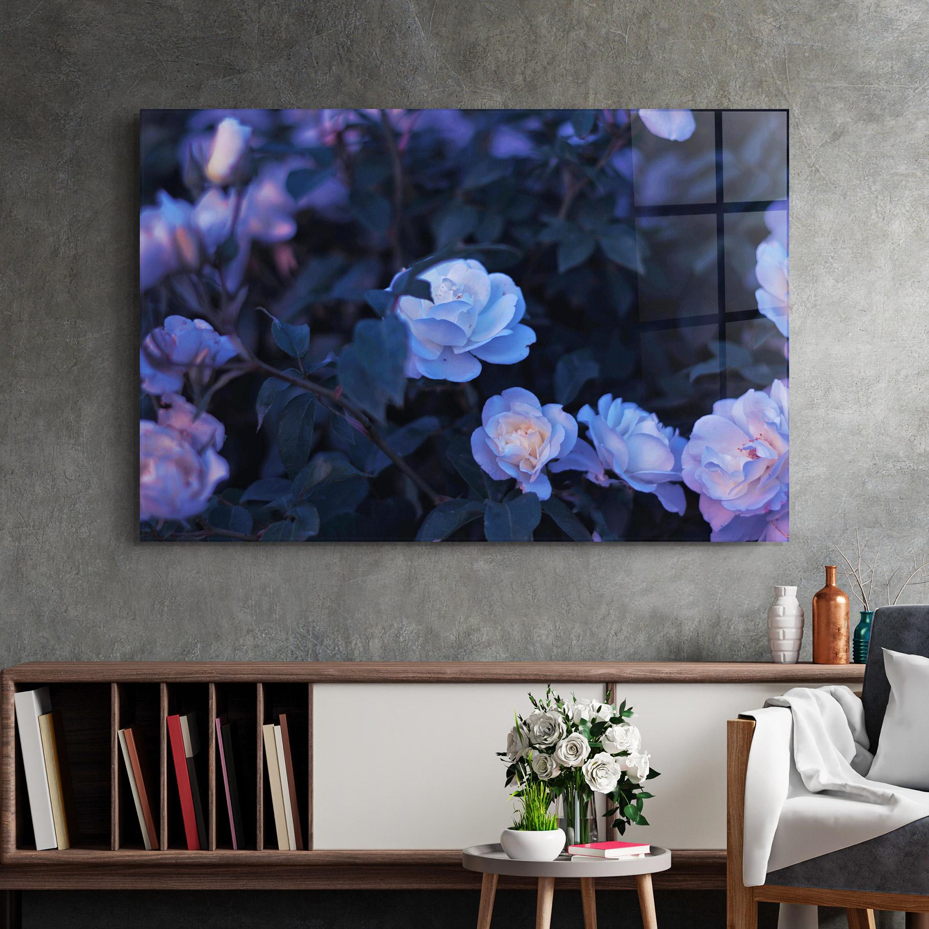 Tablou Sticla Blue Light Rose mockup 2