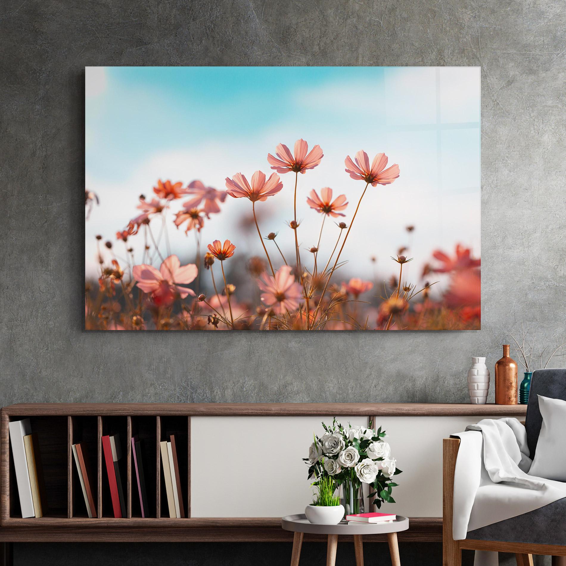 Tablou Sticla Cosmos Flowers Beautiful mockup 2