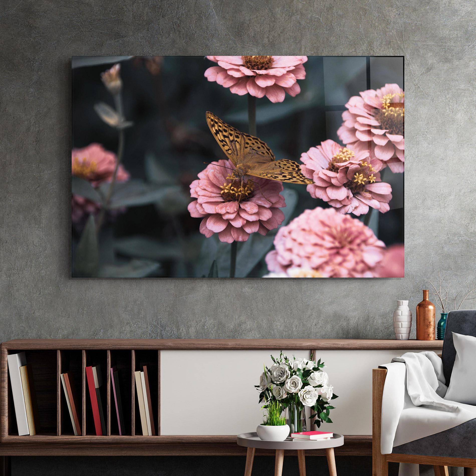 Tablou Sticla Flower Butterfly mockup 2