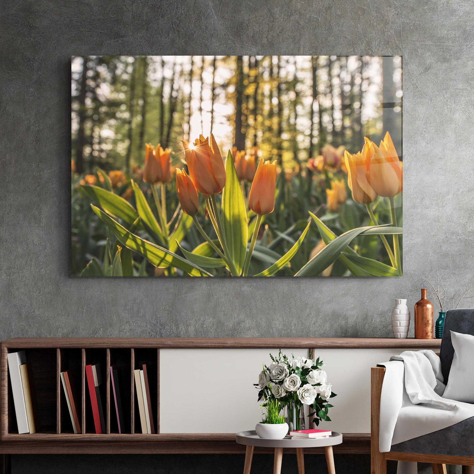 Tablou Sticla Forest Tulips mockup 2