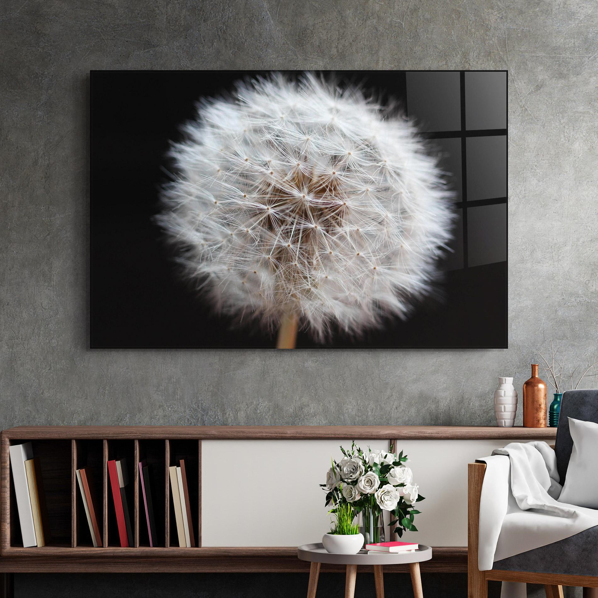 Tablou Sticla Wild Dandelion Closeup mockup 2
