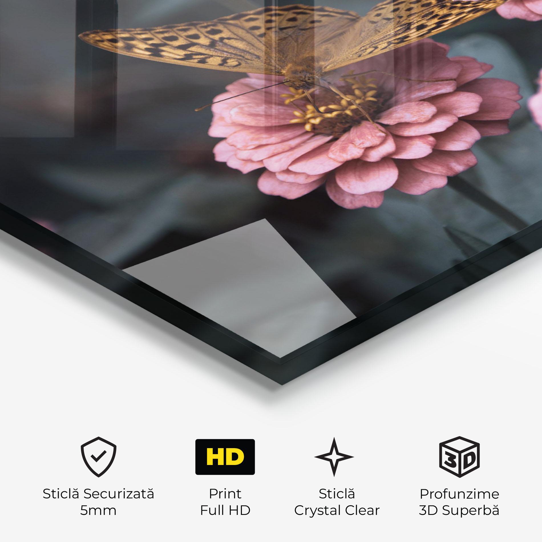 Tablou Sticla Flower Butterfly mockup 3