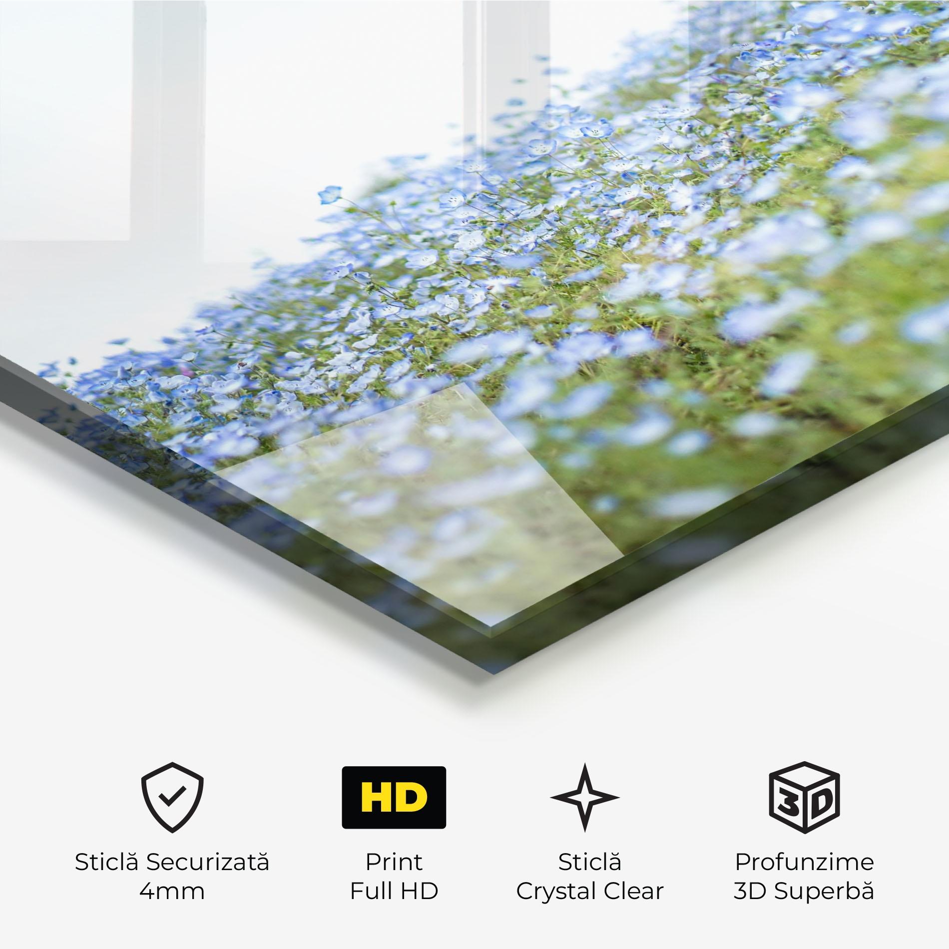 Tablou Sticla Blue Wild Flowers mockup 3