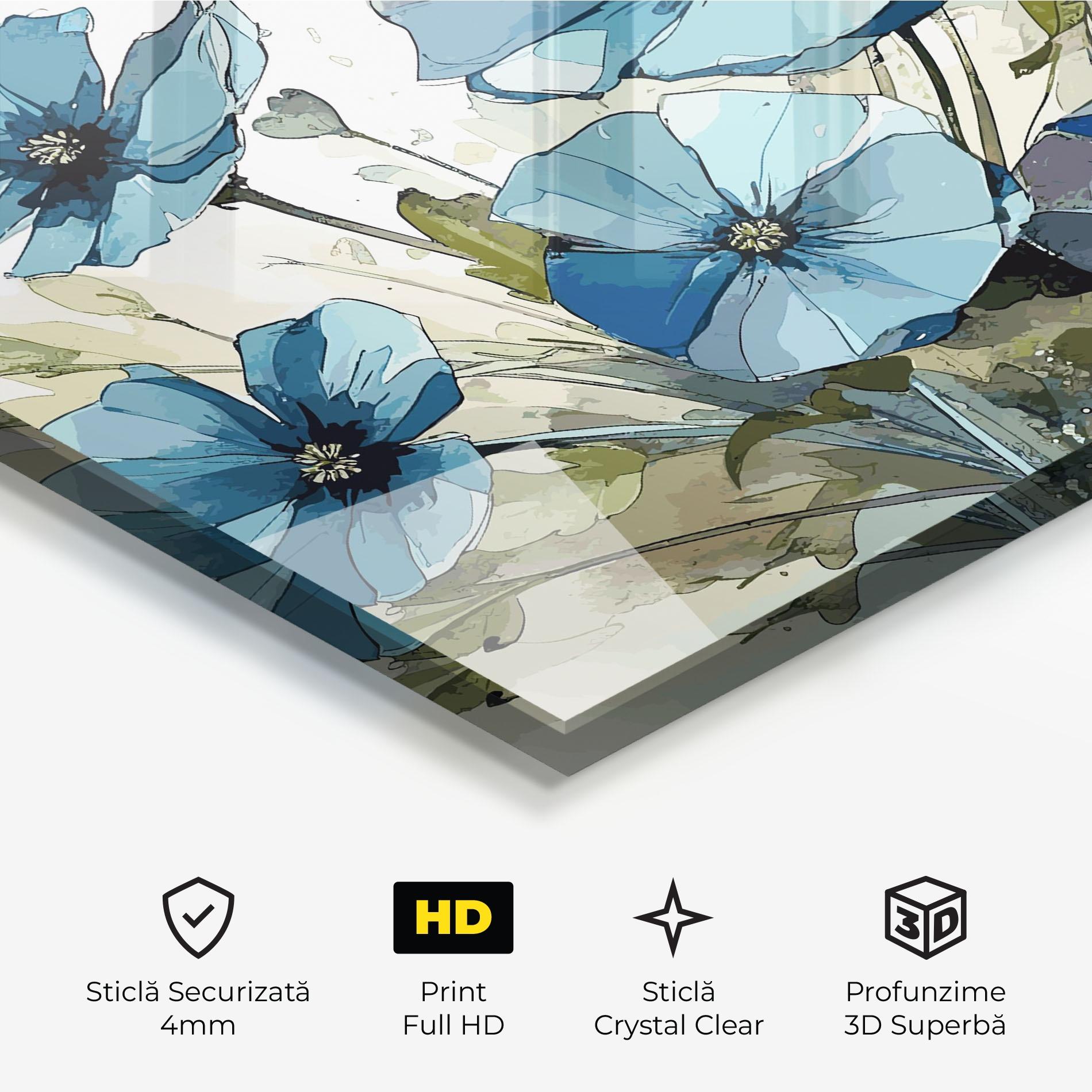 Tablou Sticla Blue Wild Plant mockup 3