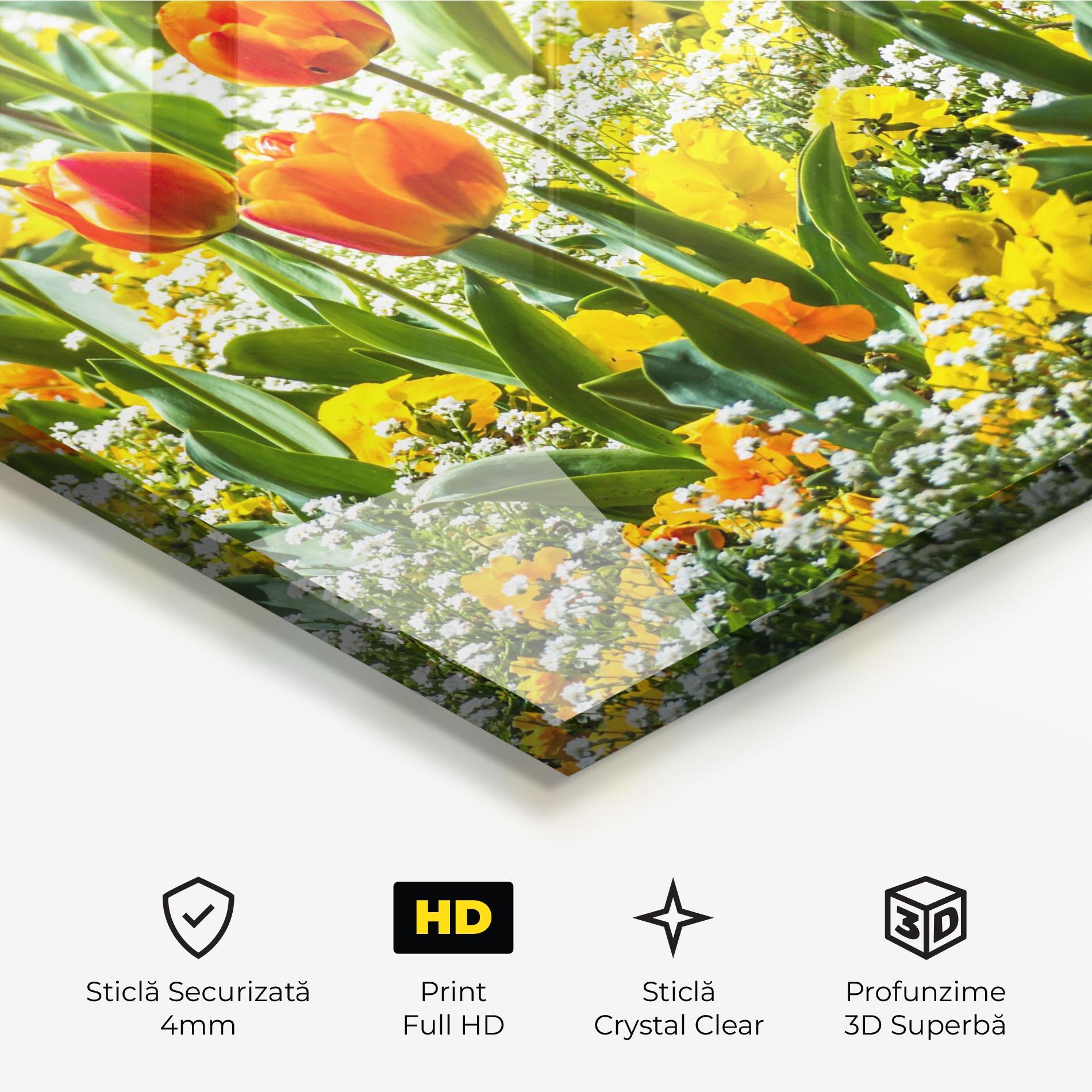 Tablou Sticla Colorful Tulips Garden mockup 3