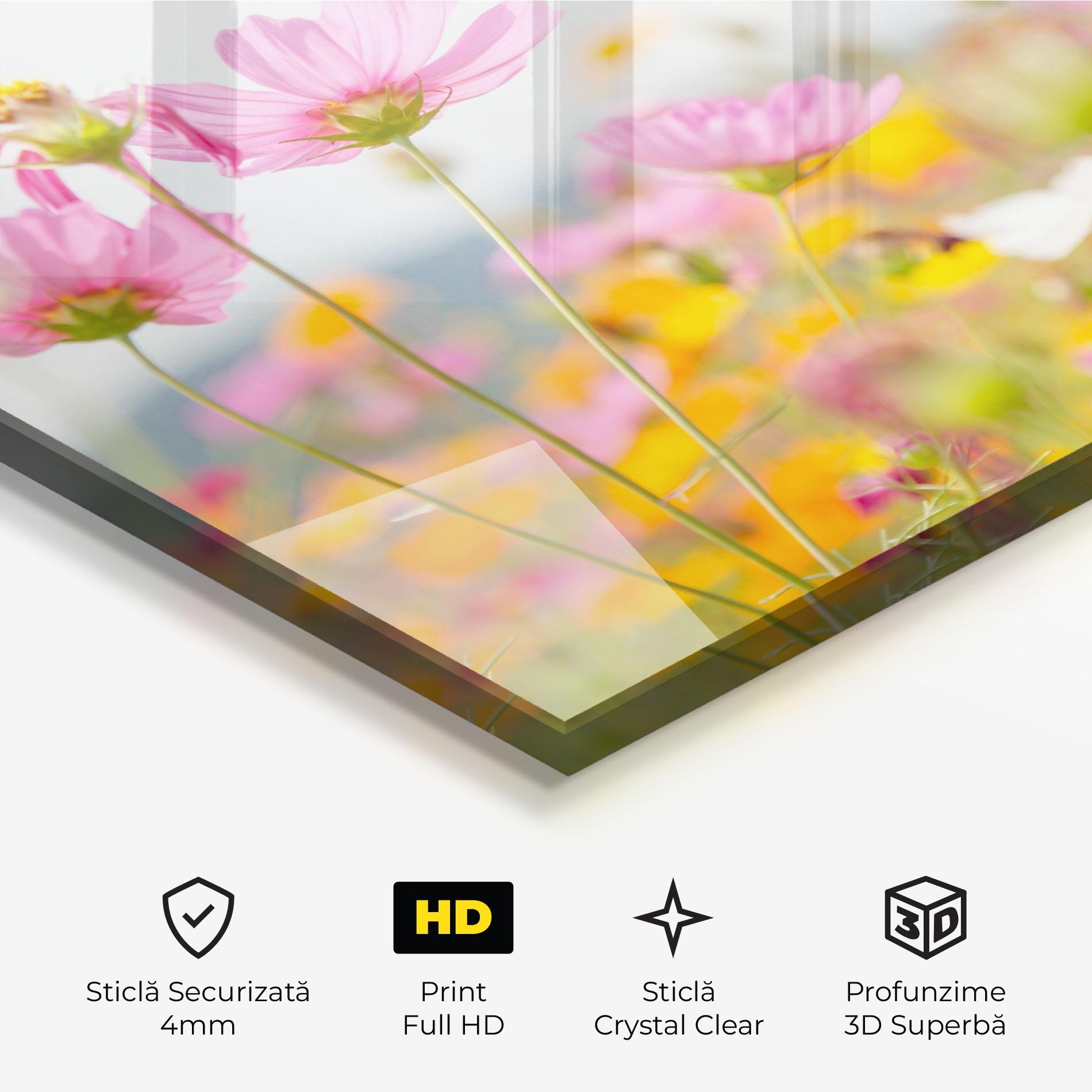 Tablou Sticla Cosmos Beauty Flowers mockup 3
