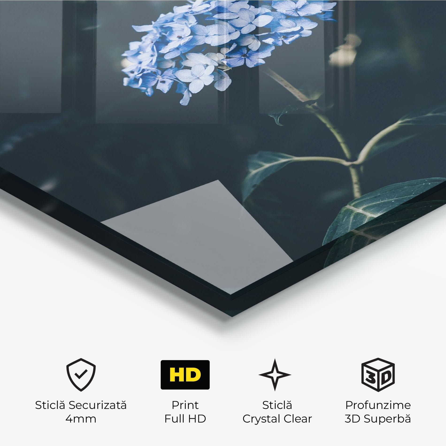 Tablou Sticla Forest Blue Flower mockup 3