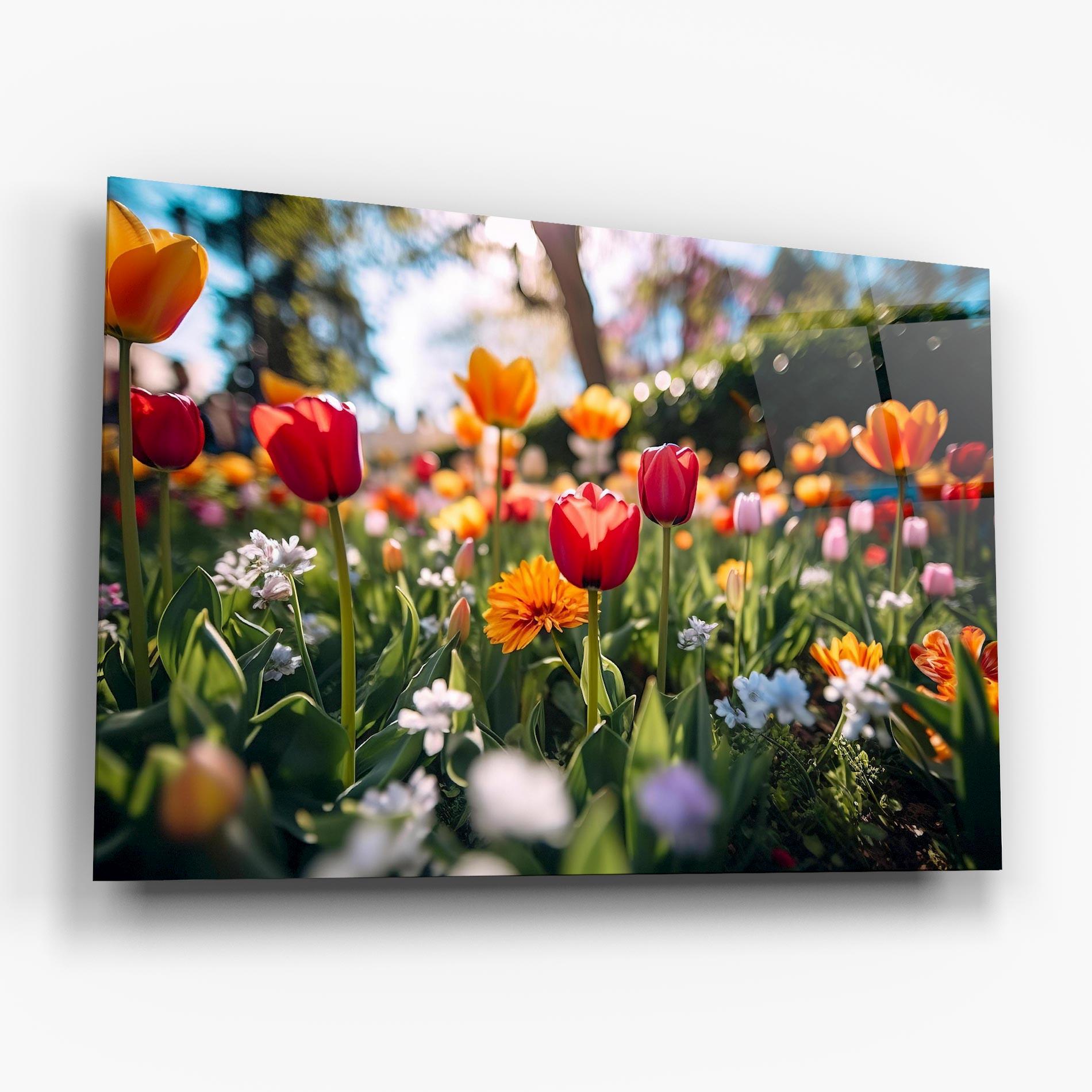 Tablou Sticla Garden Tulips Mix mockup 6