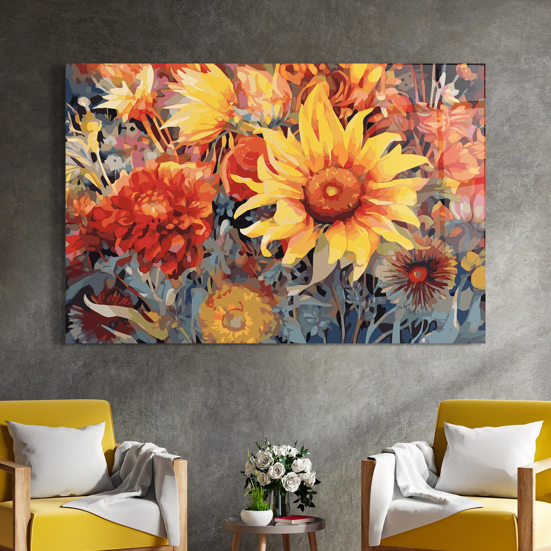 Tablou Sticla Autumn Wild Flower mockup 4