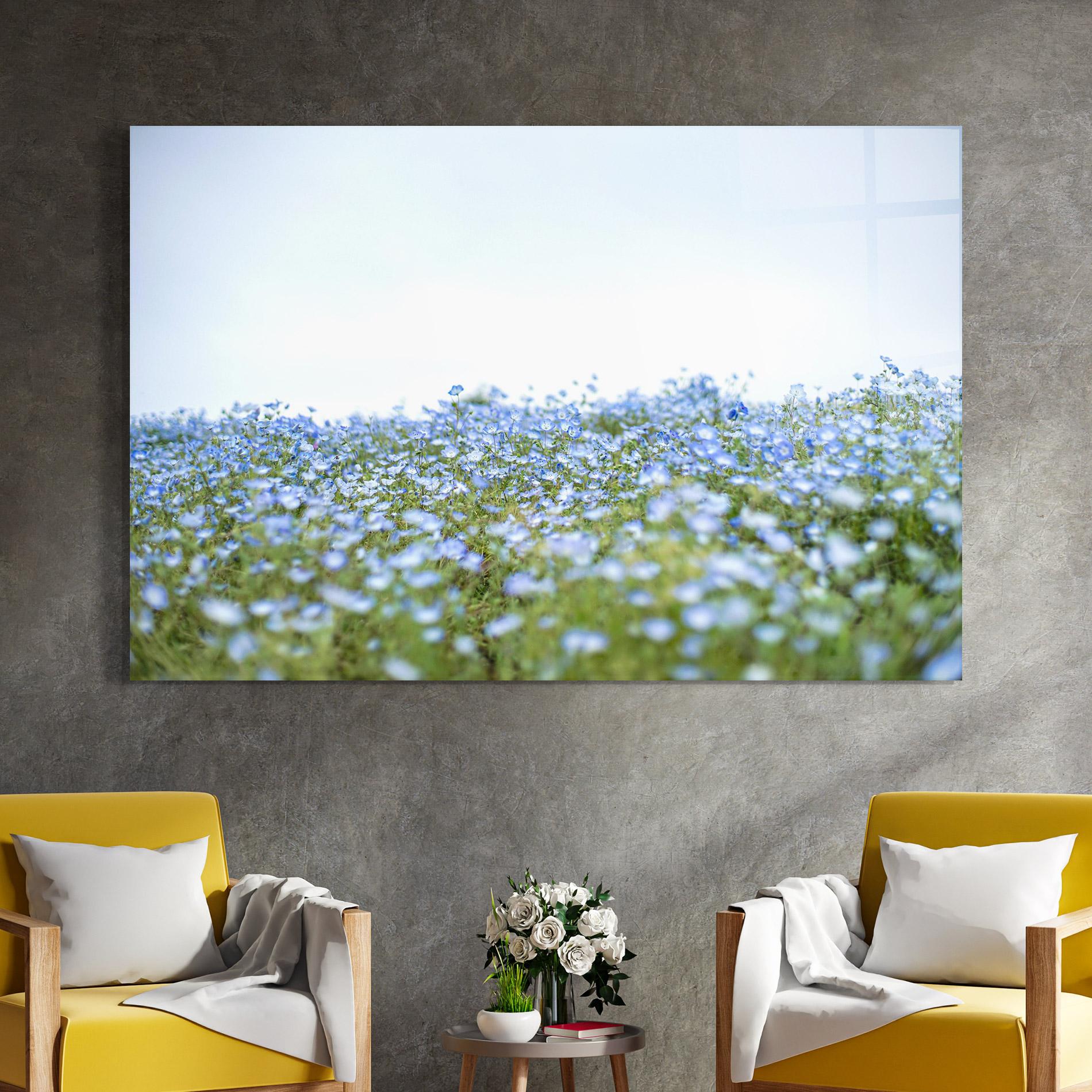 Tablou Sticla Blue Wild Flowers mockup 4