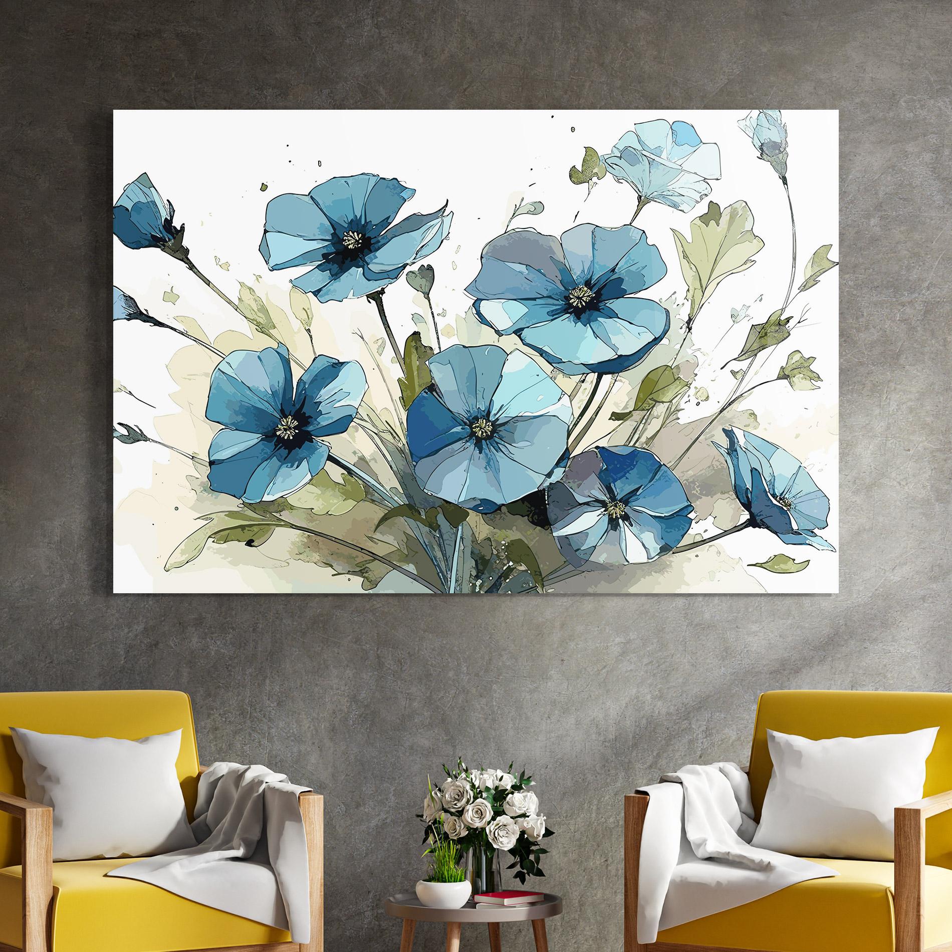 Tablou Sticla Blue Wild Plant mockup 4