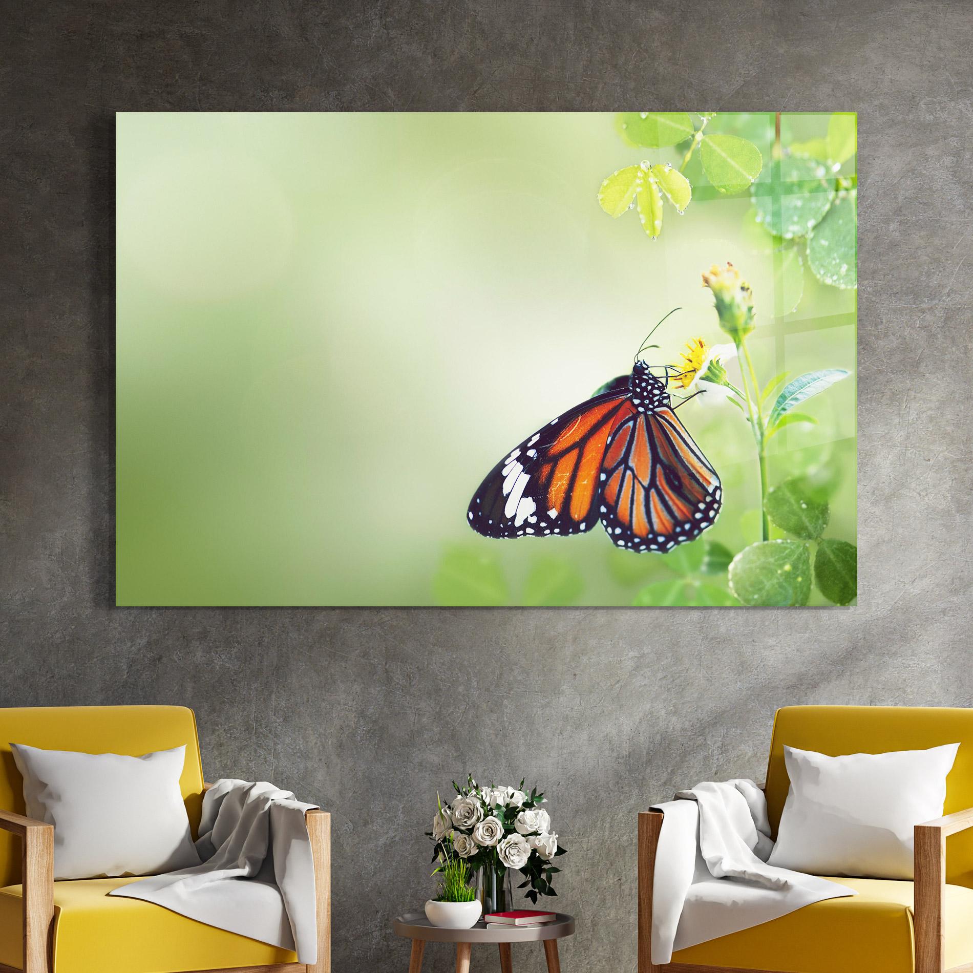 Tablou Sticla Butterfly Wild Plant mockup 4