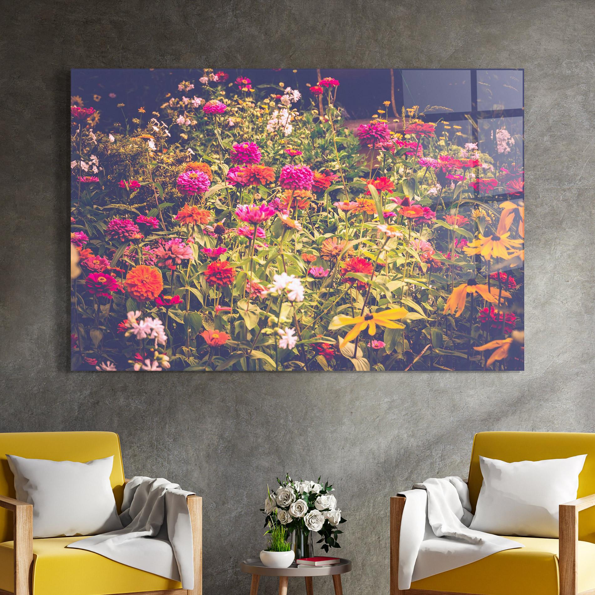 Tablou Sticla Colorful Wild Field mockup 4