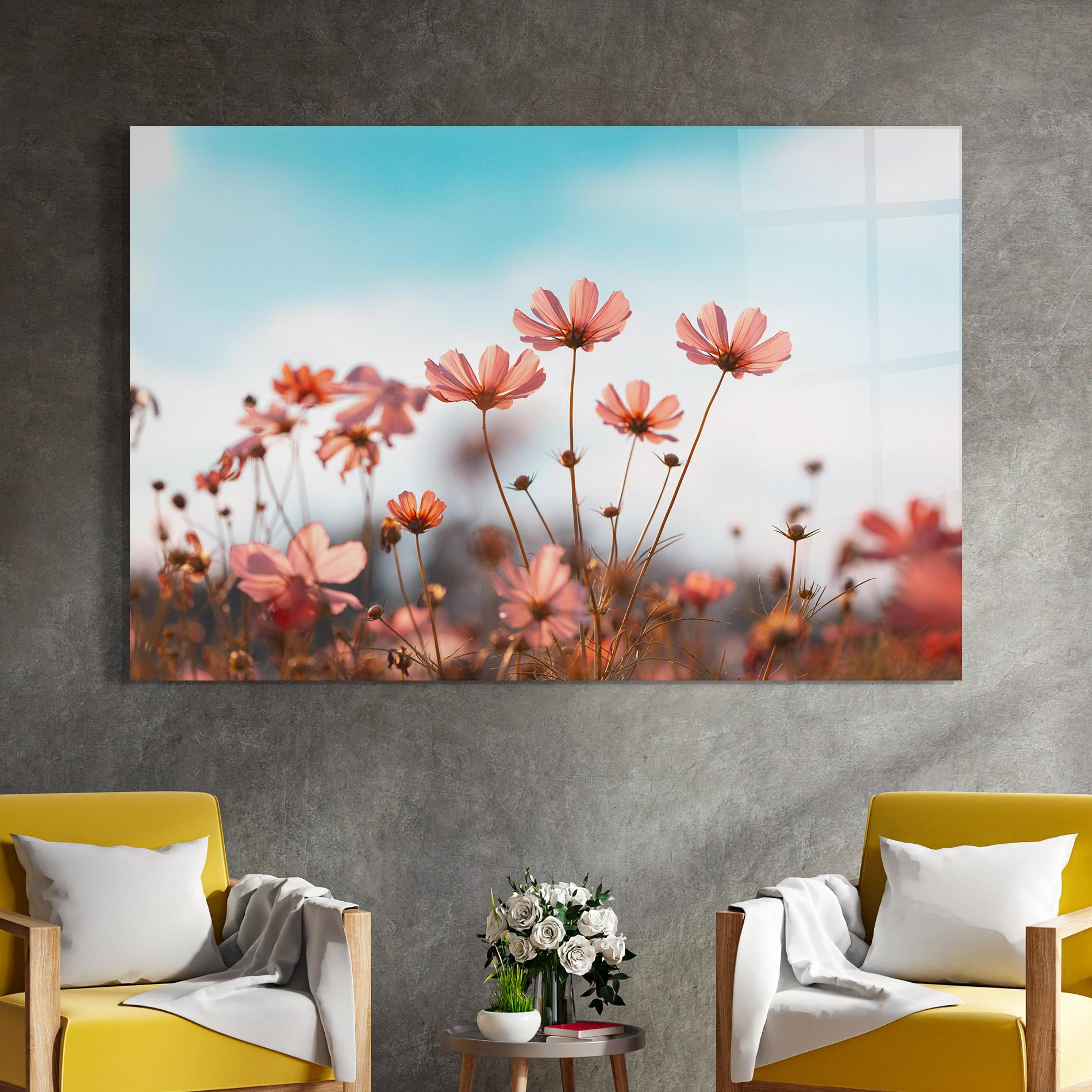 Tablou Sticla Cosmos Flowers Beautiful mockup 4
