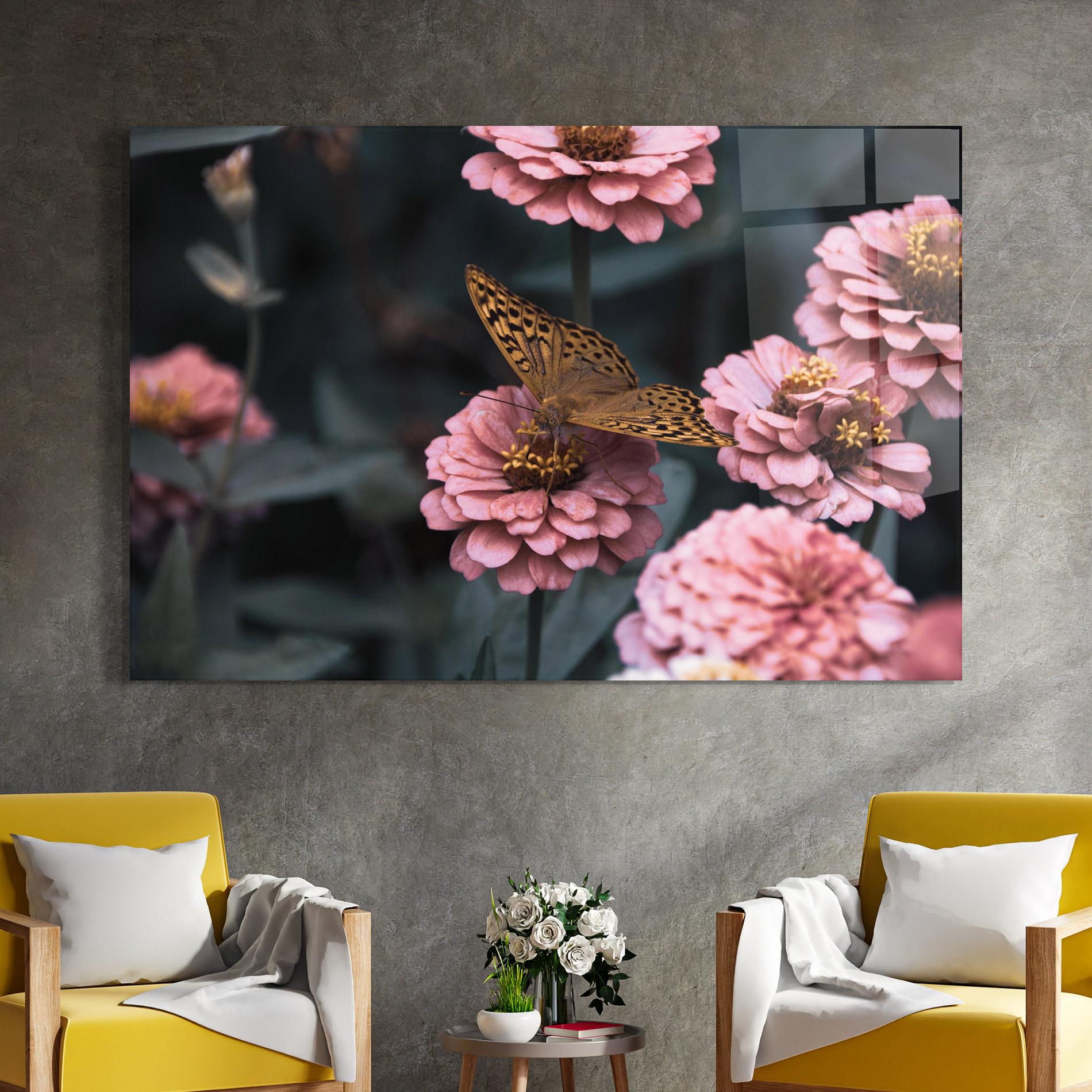 Tablou Sticla Flower Butterfly mockup 4