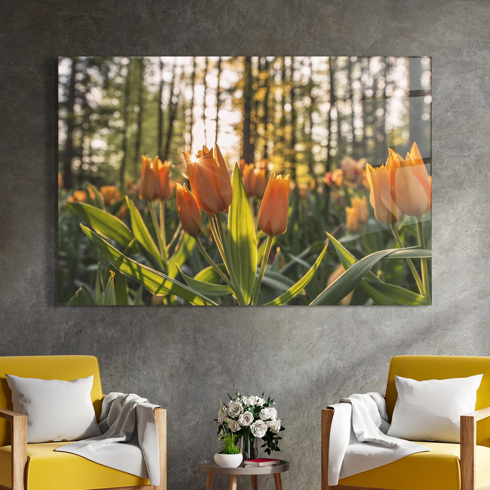 Tablou Sticla Forest Tulips mockup 4
